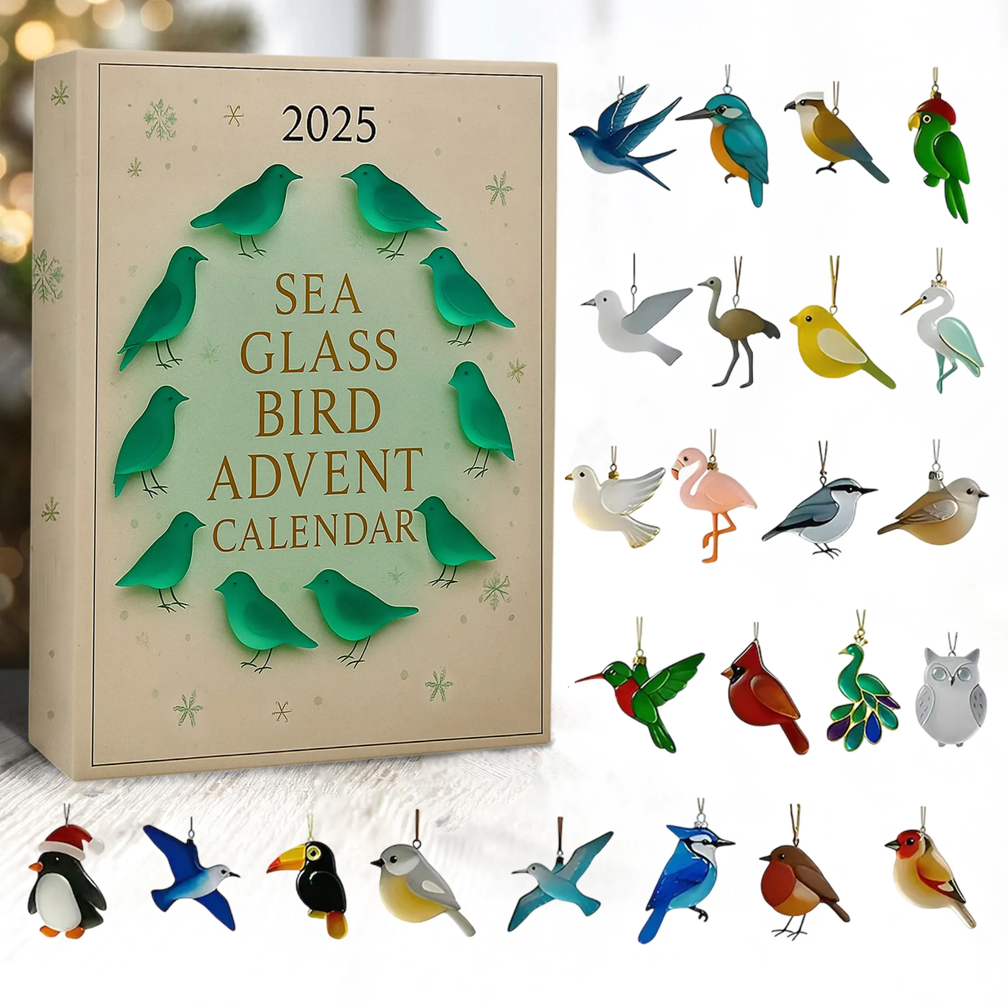 Sea Glass Effect Birds Collection Advent Calendar 2025 Xmas Countdown Calendar Bird Xmas Gifts
