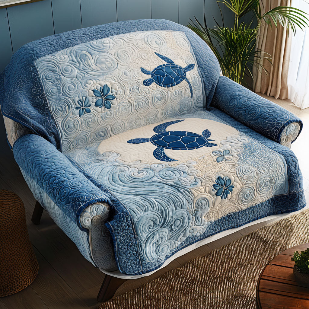 Sea Harmony Quilted Sofa Cover Living Room Decor Sea Turtle Gift Ideas
