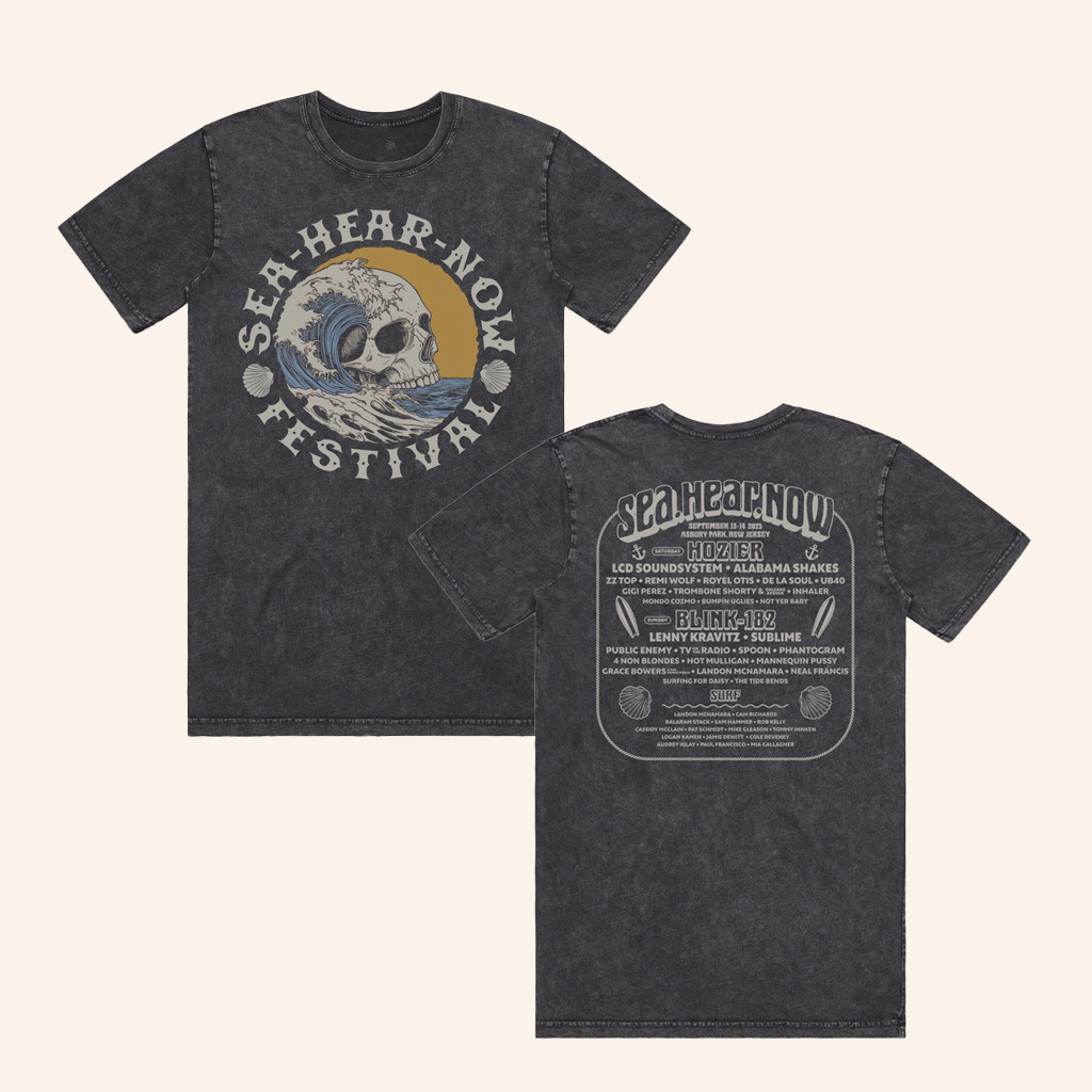 Sea Hear Now Festival Merch Crested Skull Wash Shirt Gift Ideas For Husband