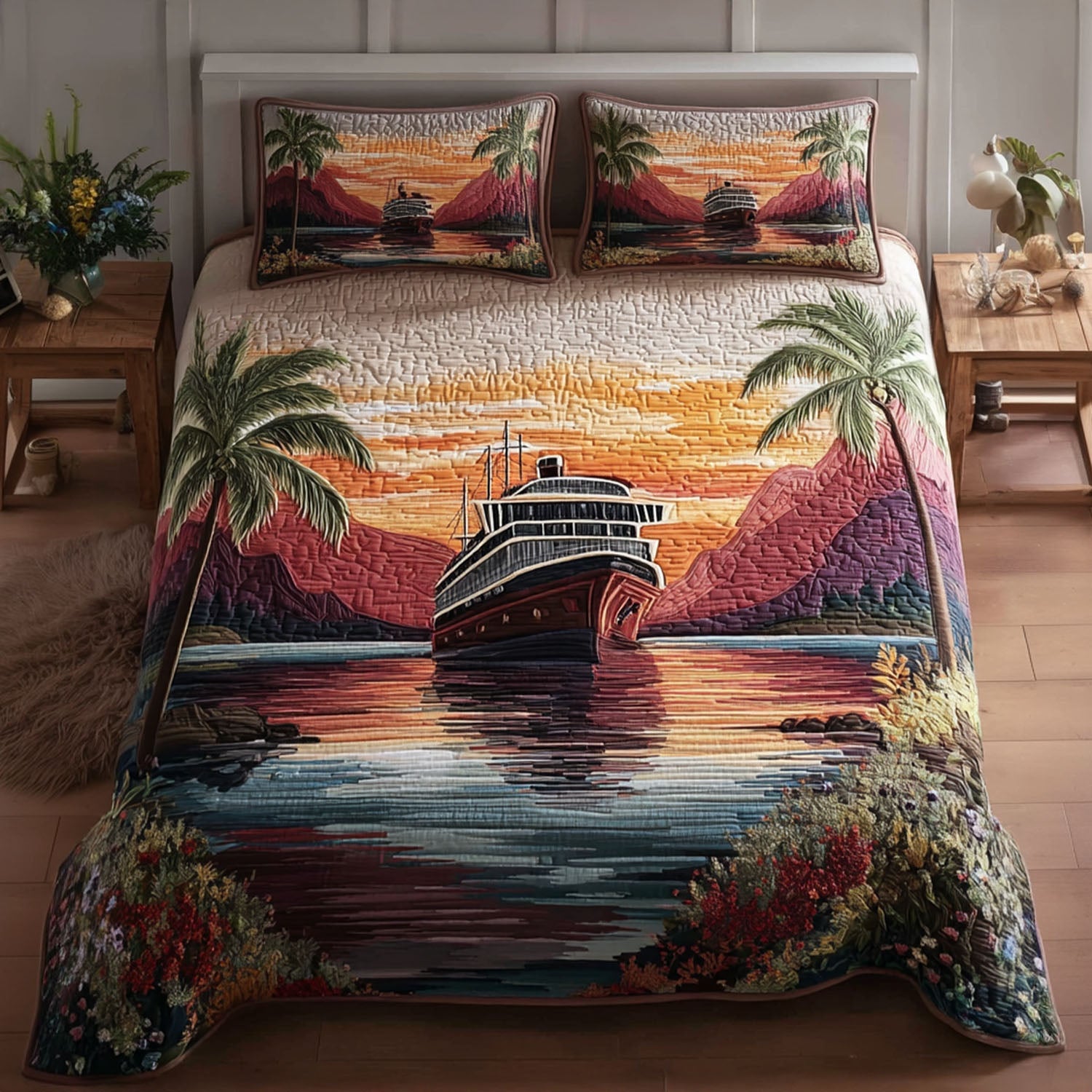 Sea Horizon Quilted Bedding Set Bed Decor Ocean Themed Presents