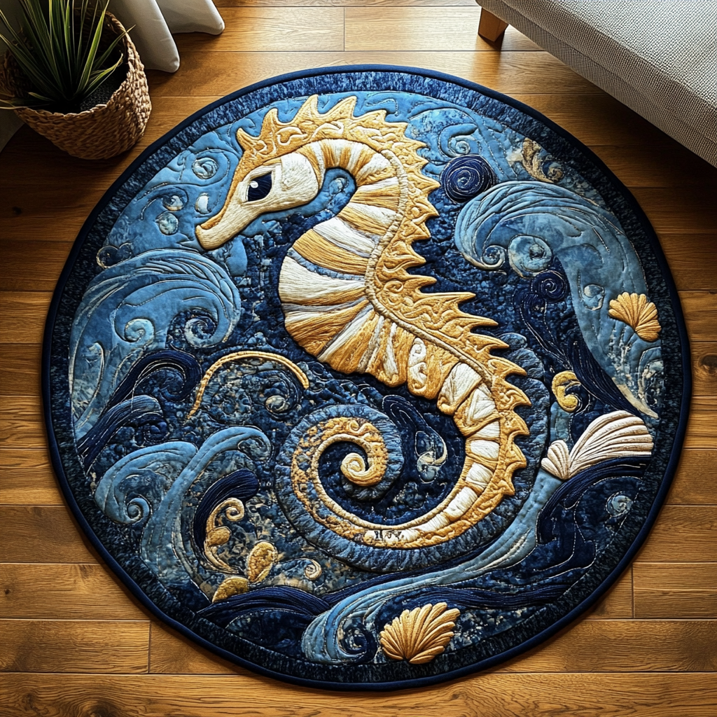 Sea Horse Charm Quilted Round Mat Entryway Design Ideas Valentines Gifts For Horse Lovers