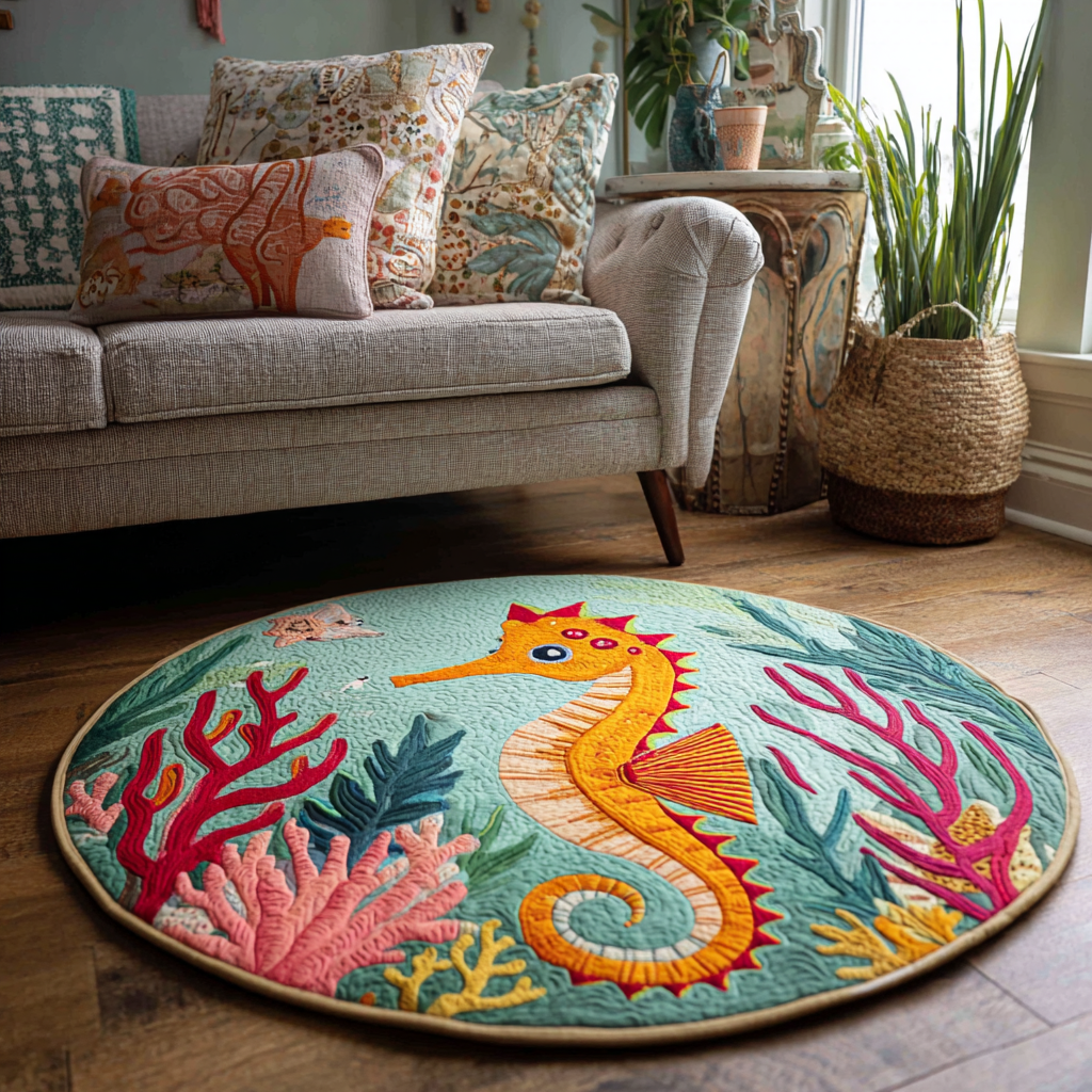 Sea Horse Dream Quilted Round Mat Entryway Ideas Best Gifts For Horse People