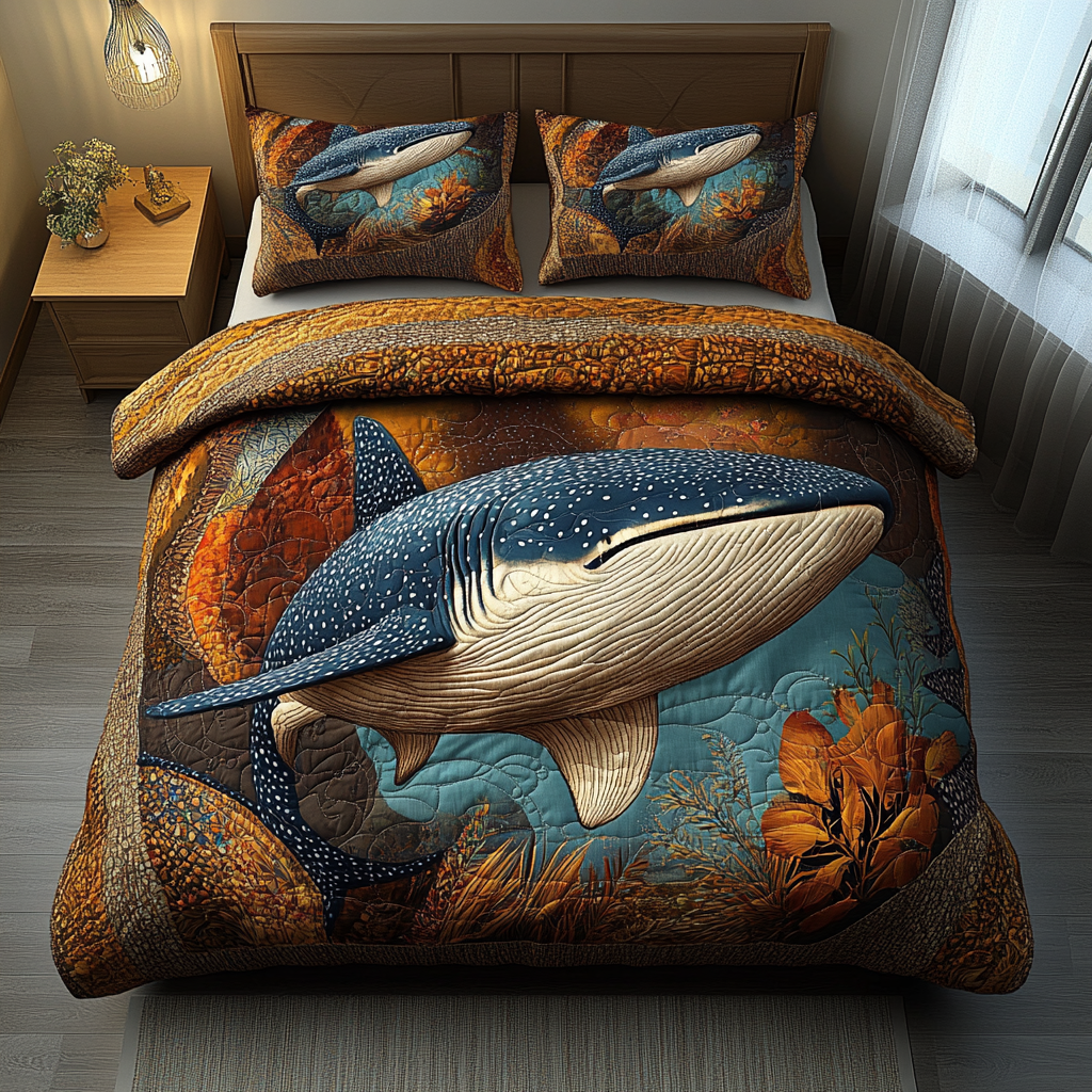Sea Nomad Quilted Bedding Set Aesthetic Room Decor Best Gifts For Whale Lovers