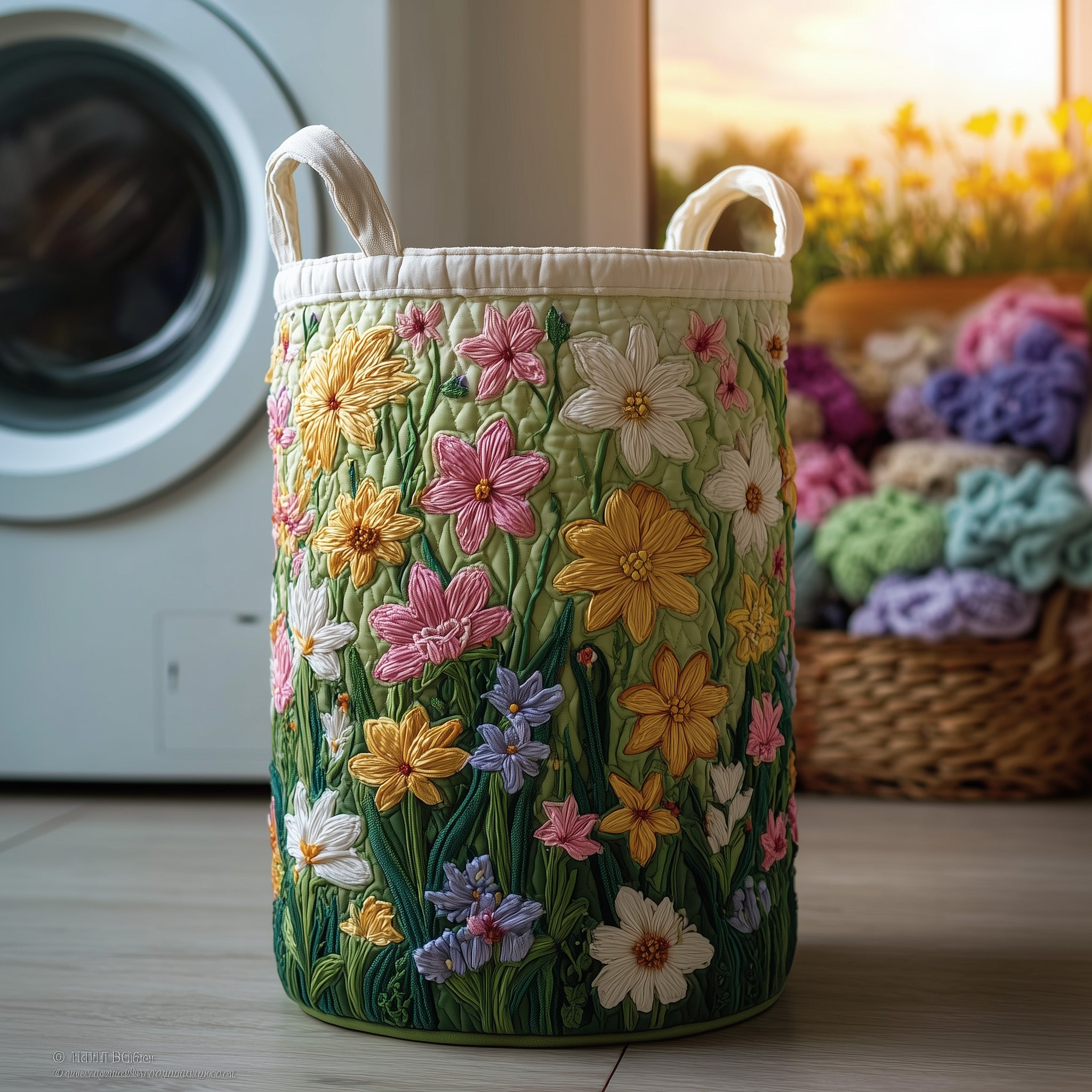 Sea Of Flowers Quilted Laundry Basket Great Idea For New Home