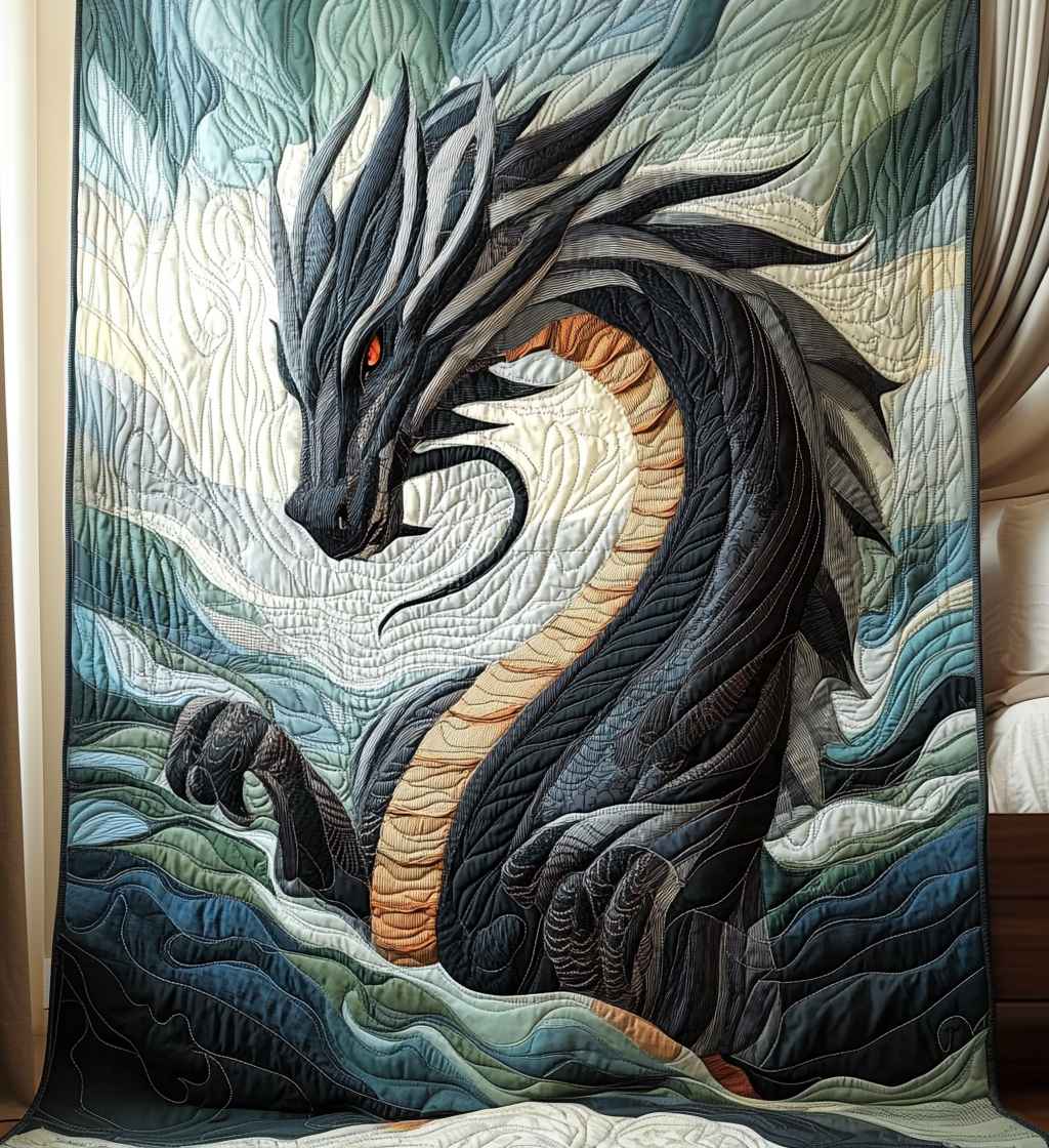 Sea Protector Quilted Blanket Unique Dragon Gifts