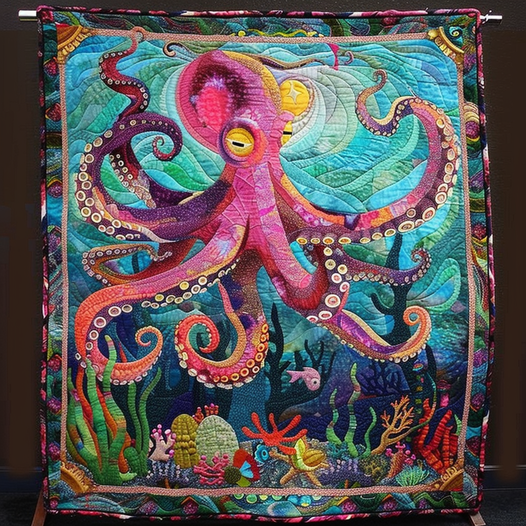 Sea Serenade Quilted Blanket  Octopus Blanket Cute Gifts For Friends