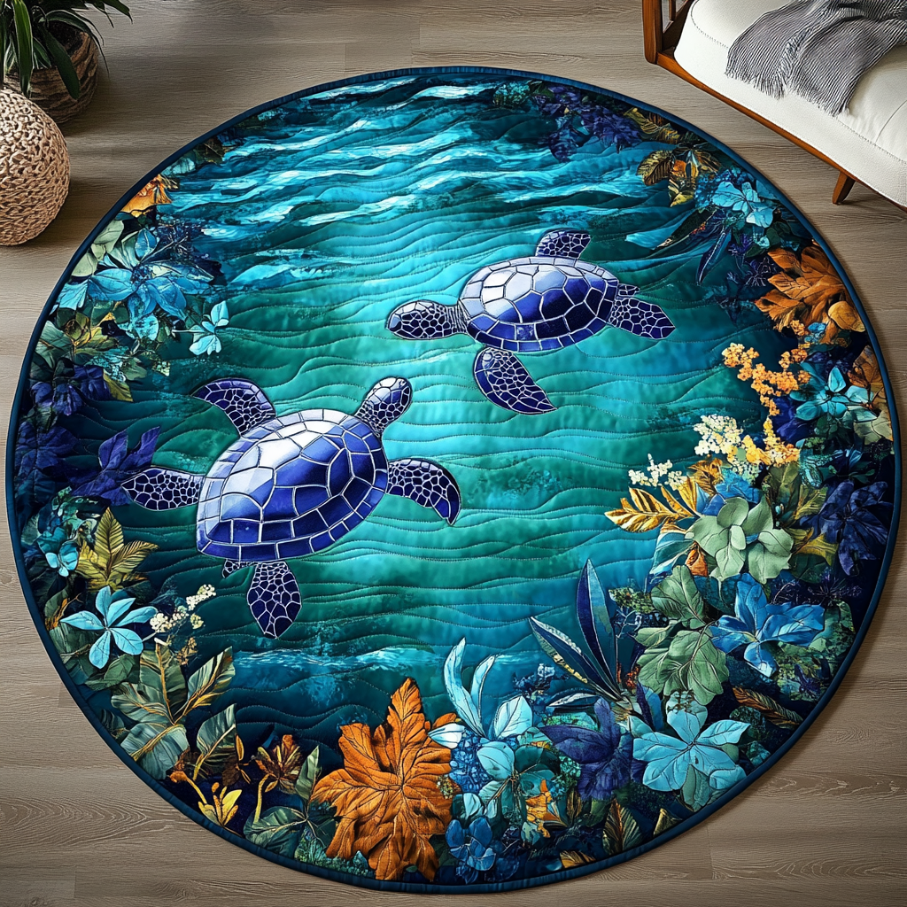 Sea Shells Quilted Round Mat Home Entrance Decor Ideas Sea Turtle Christmas Gifts