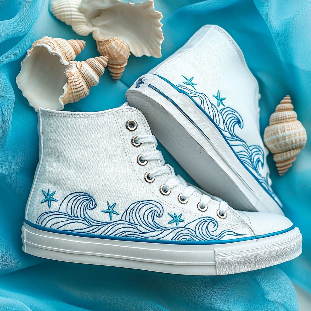 Sea Sketch Canvas High Tops Merch For Kids