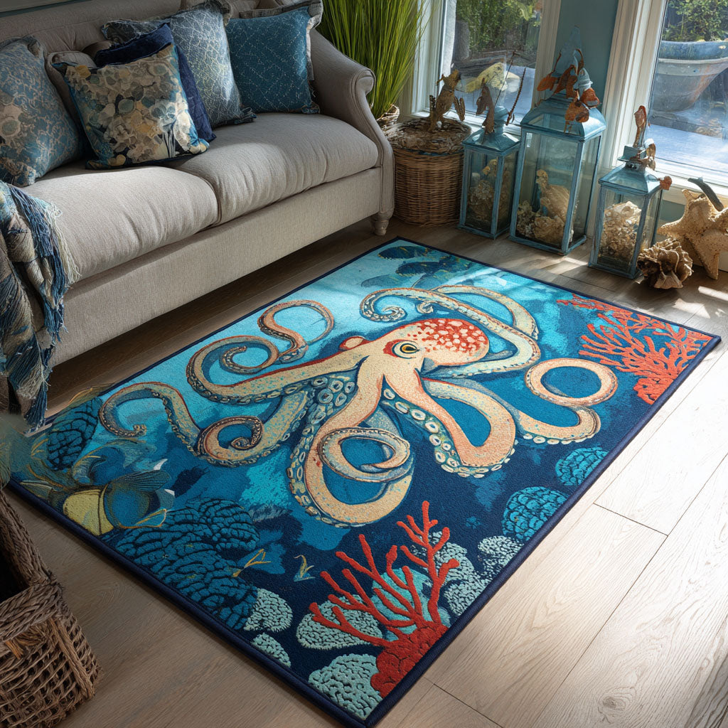 Sea Spiral Area Rug Door Entrance Decor Octopus Novelty Gifts