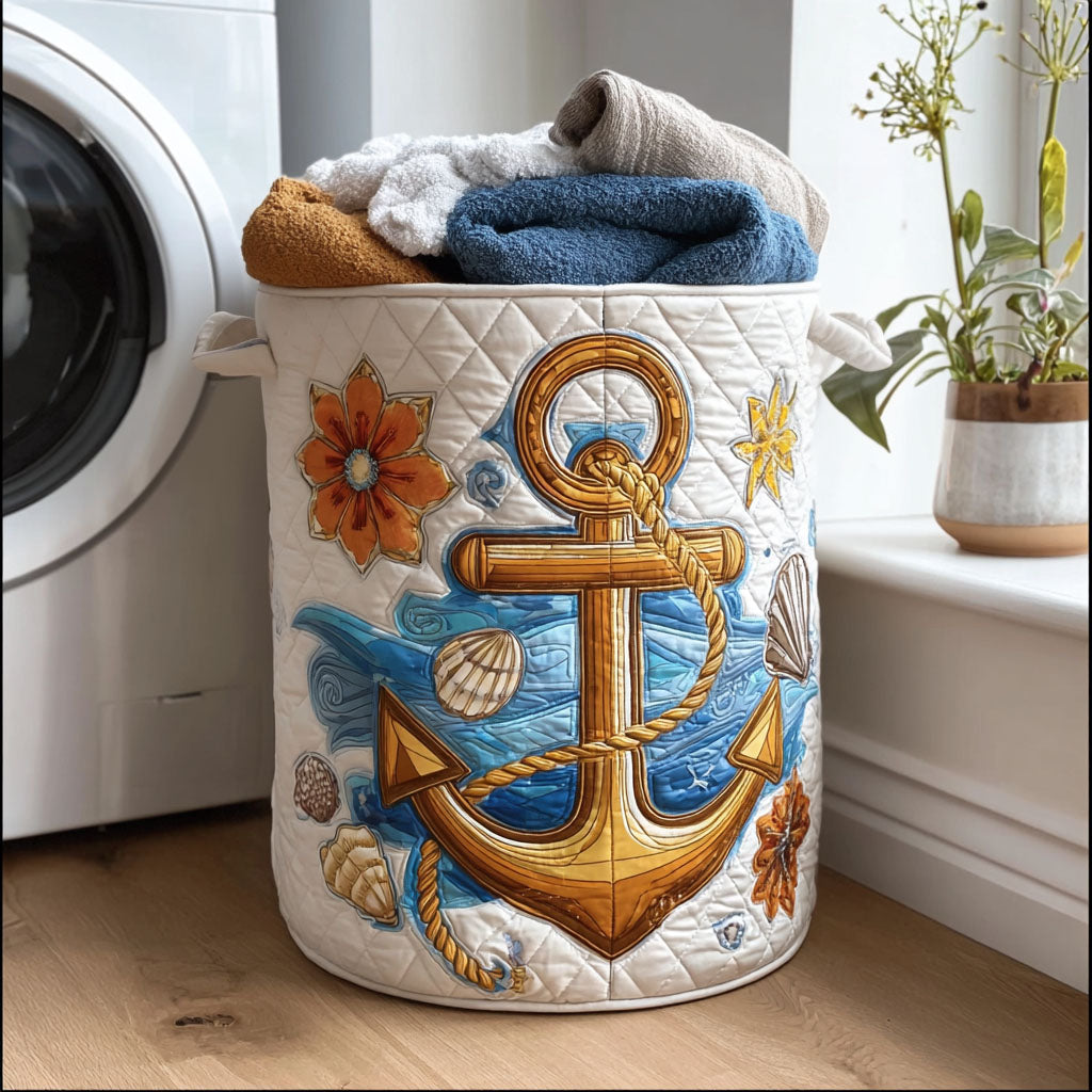 Sea Star Charm Quilted Laundry Basket Father's Day Merch Gift