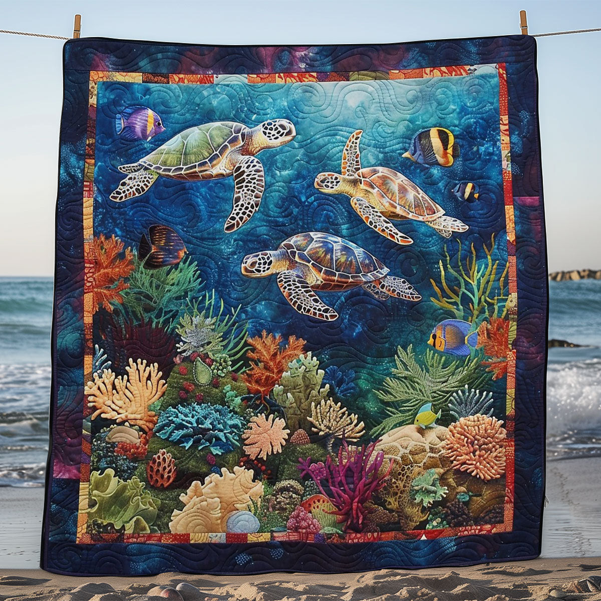 Sea Tour With Sea Turtles Quilt Blanket Luxury Throw Blankets 50Th Birthday Gifts For Men
