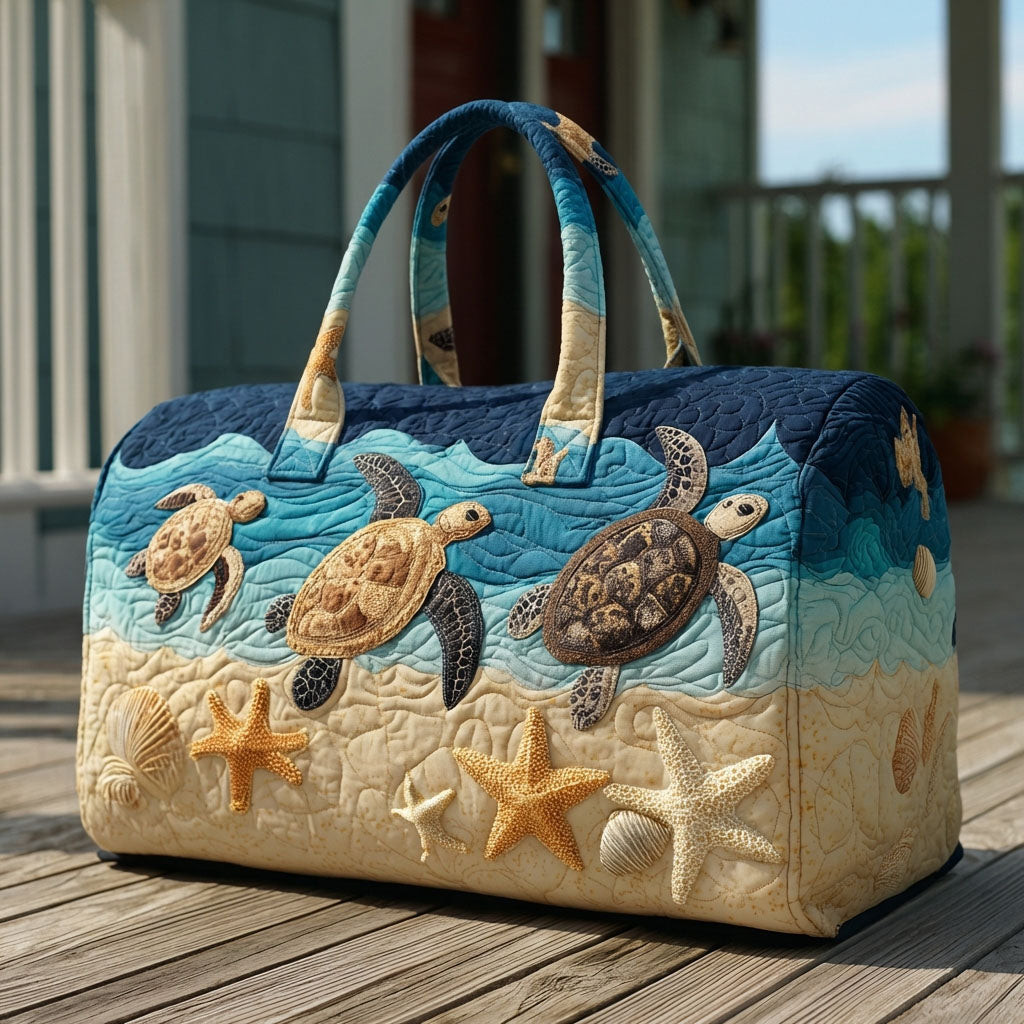 Sea Turtle Beach Quilted Duffle Bag Coastal Travel Gear Best Gift For Turtle Fans