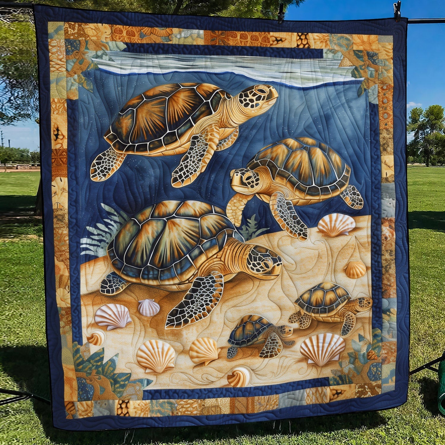 Sea Turtle Cove Quilted Blanket Sea Turtle Gift Ideas