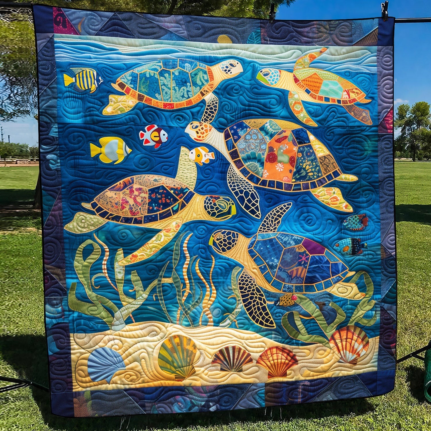 Sea Turtle Gala Quilted Blanket Sea Turtle Gifts For Her