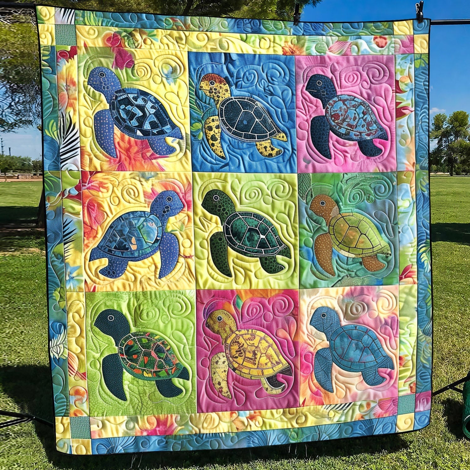Sea Turtle Haven Quilted Blanket Sea Turtle Gifts For Her