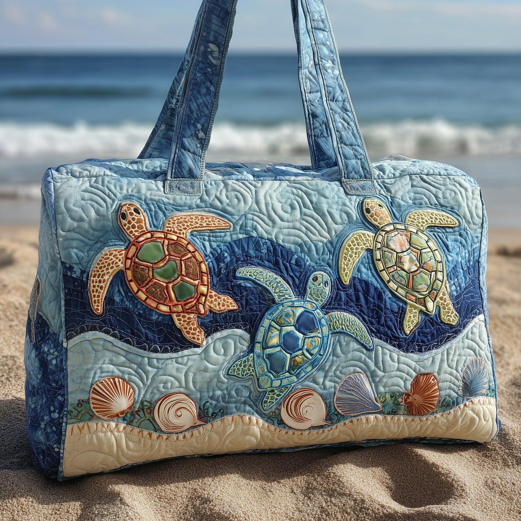 Sea Turtle Haven Quilted Duffle Bag Father's Day Gift Idea