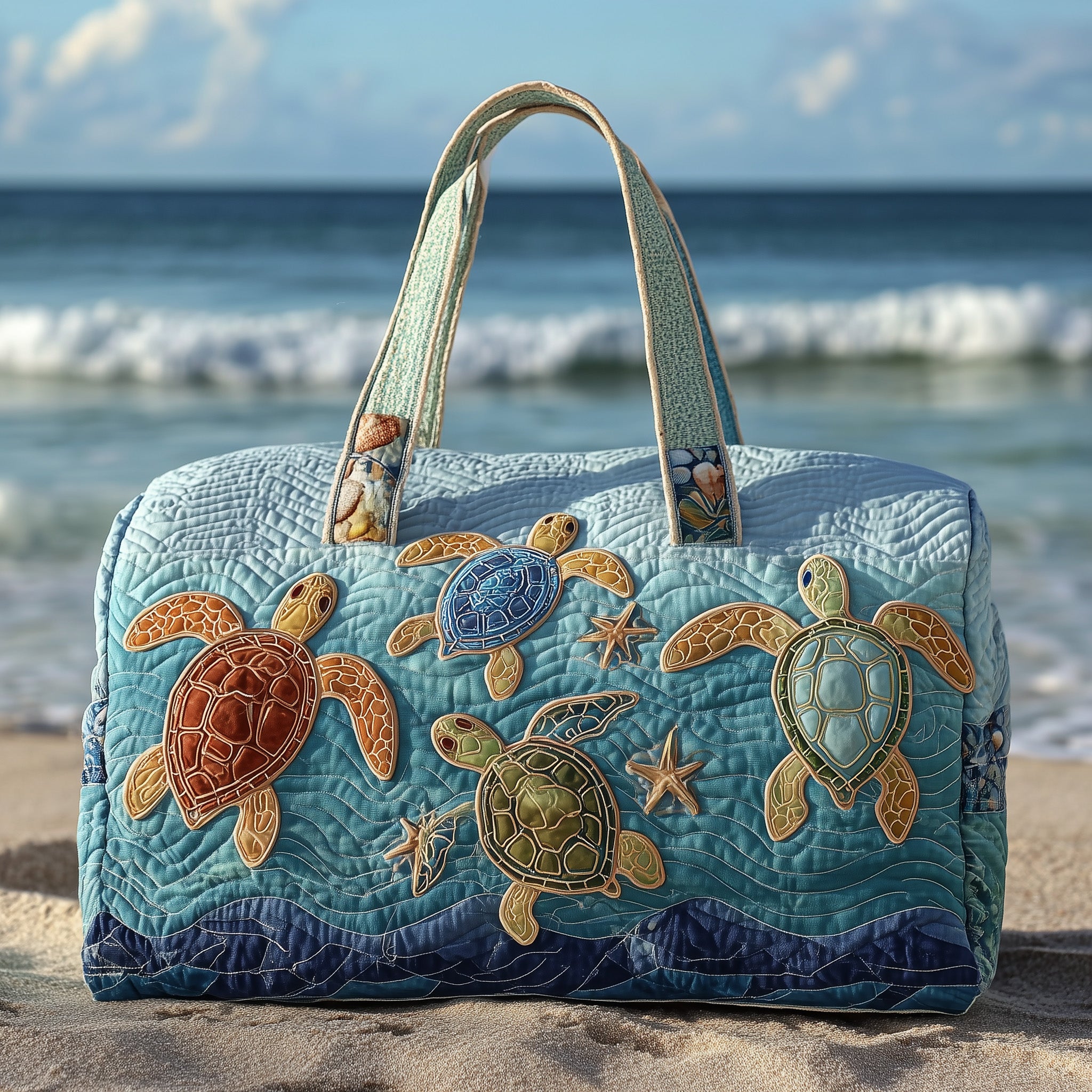 Sea Turtle Haven Quilted Duffle Bag Halloween Gift Idea