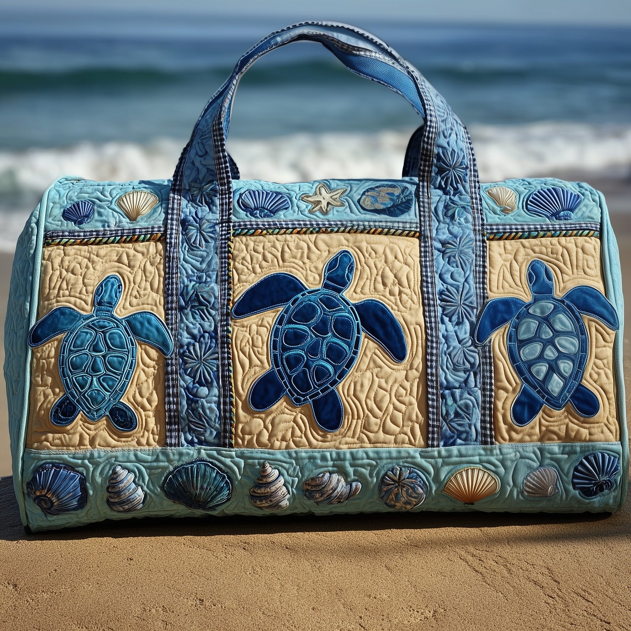 Sea Turtle Haven Quilted Duffle Bag Independence Day Gift Idea