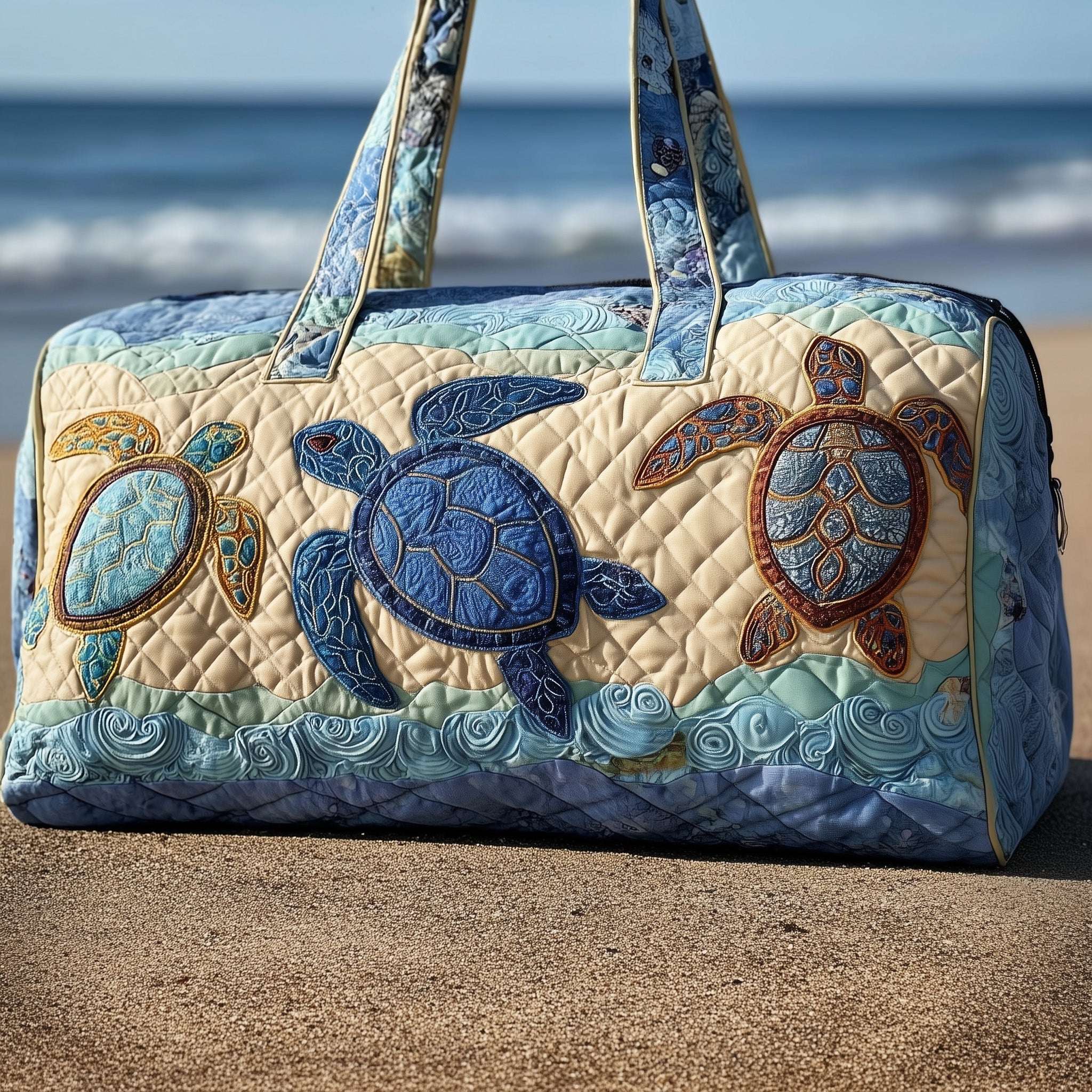 Sea Turtle Haven Quilted Duffle Bag Mother's Day Gift Idea