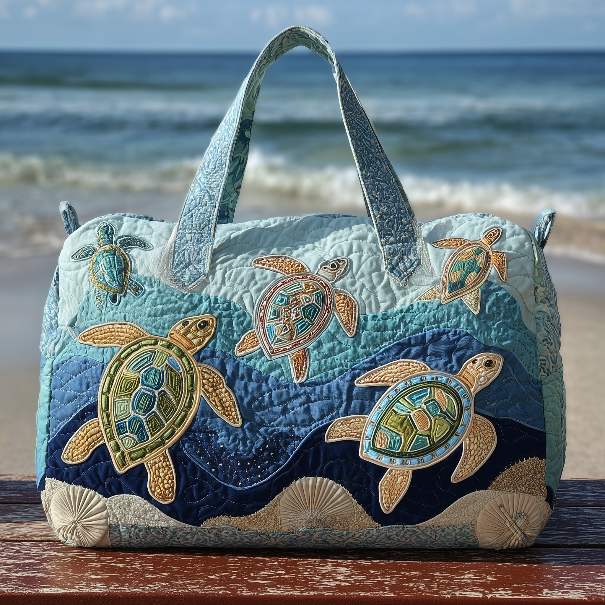 Sea Turtle Haven Quilted Duffle Bag Thanksgiving Gift Idea
