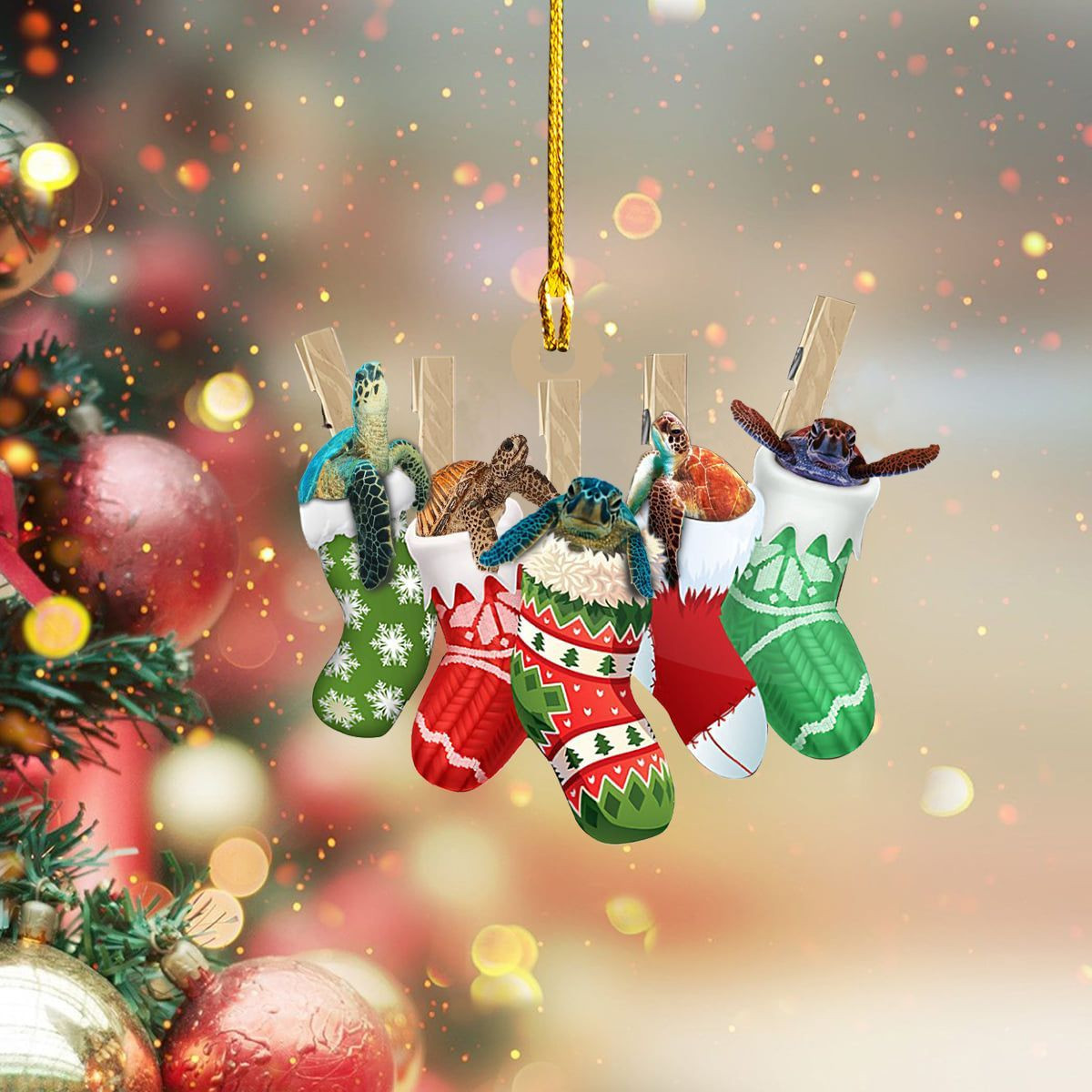 Sea Turtle In Sock Christmas Ornament Cute Turtle Christmas Ornament Xmas Decorations 2024