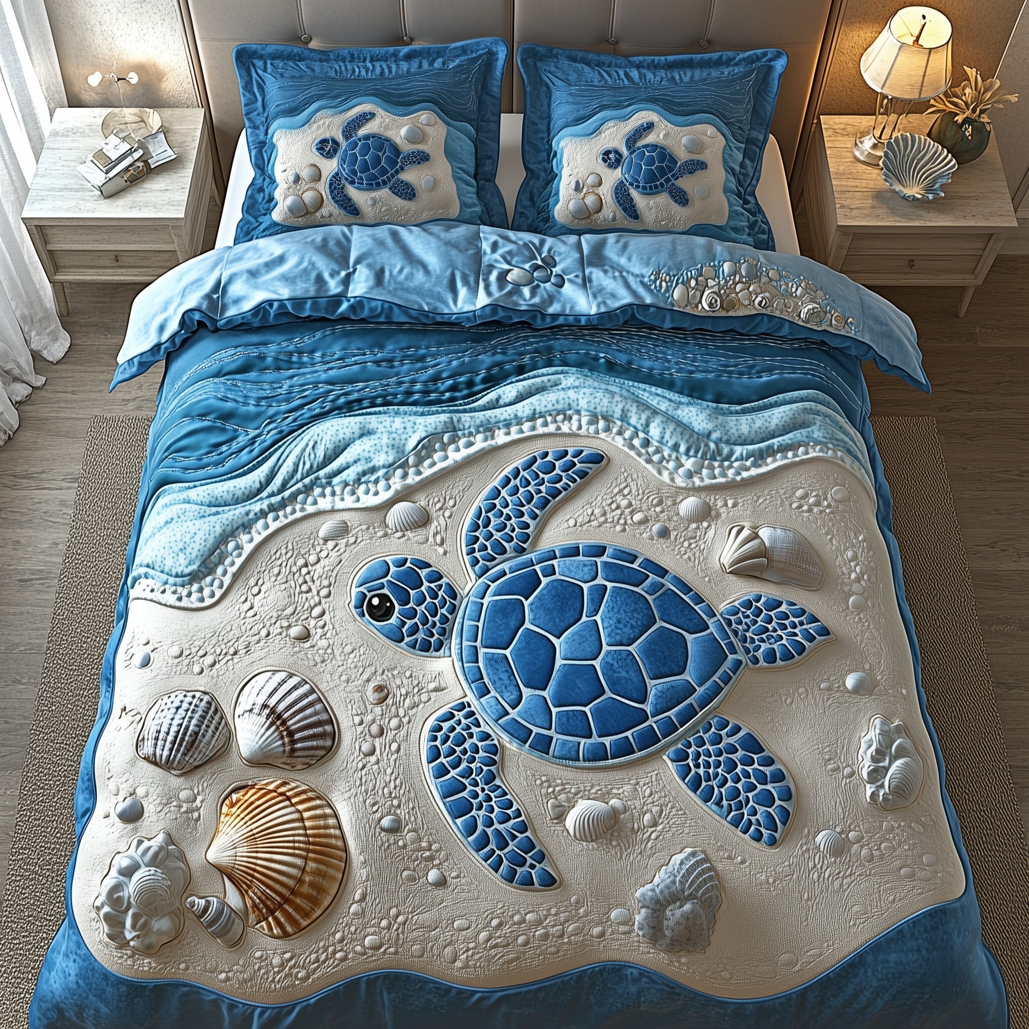 Sea Turtle Marine Sanctuary Quilted Bedding Set Duvet Cover Bedspread Sea Turtle Gifts