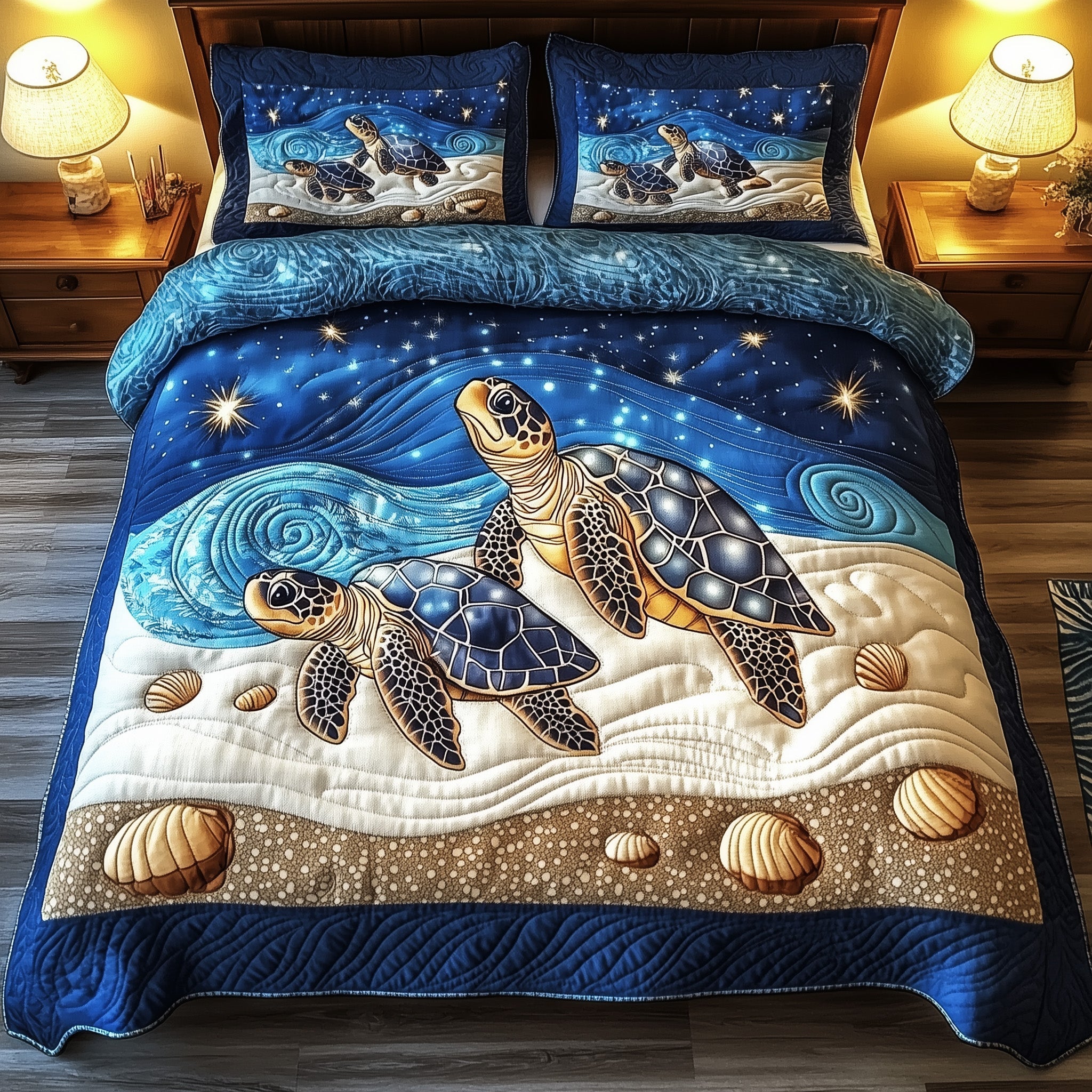 Sea Turtle Marine Sanctuary Quilted Bedding Set Duvet Cover Bedspread Sea Turtle Presents