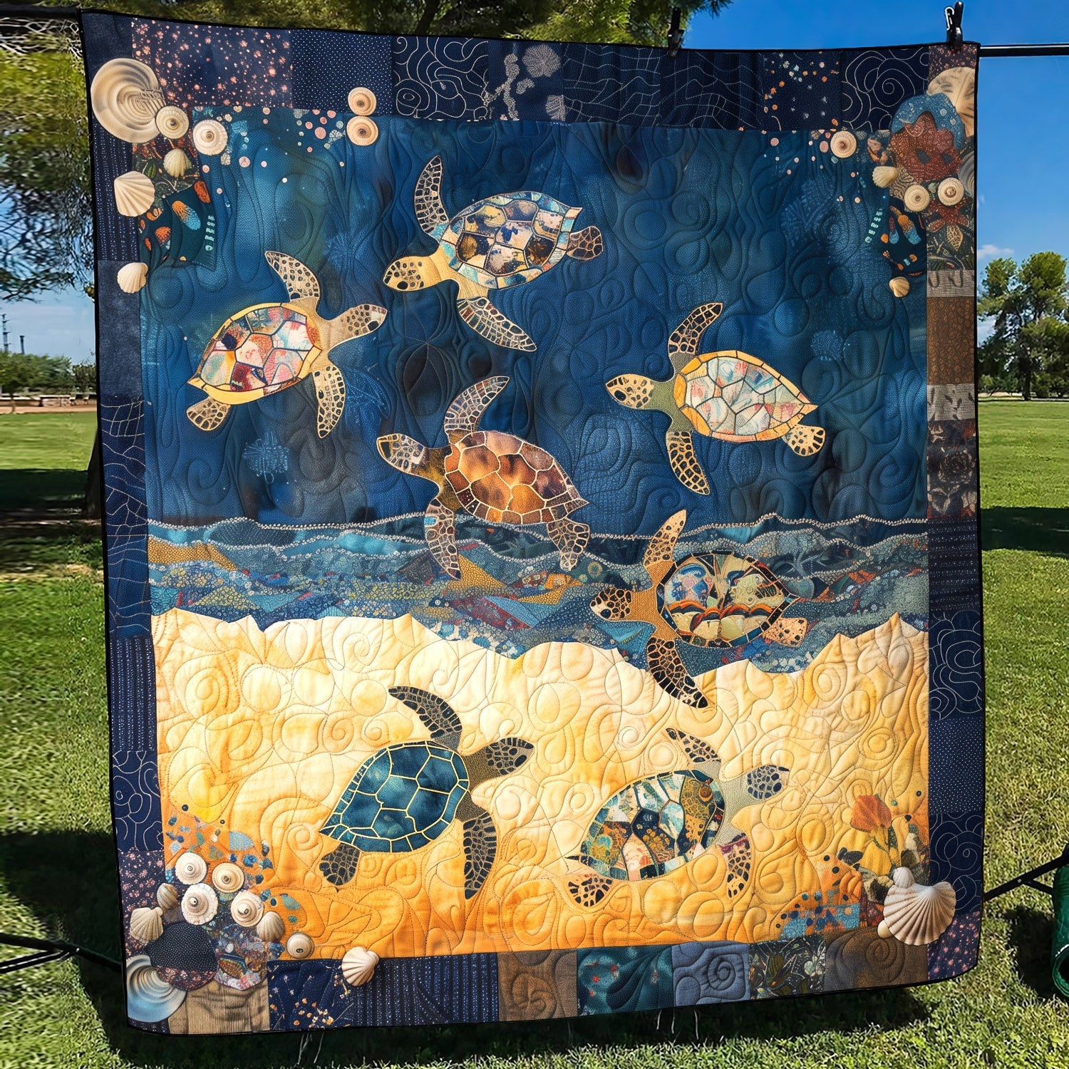 Sea Turtle Mingle Quilted Blanket Sea Turtle Gift Ideas