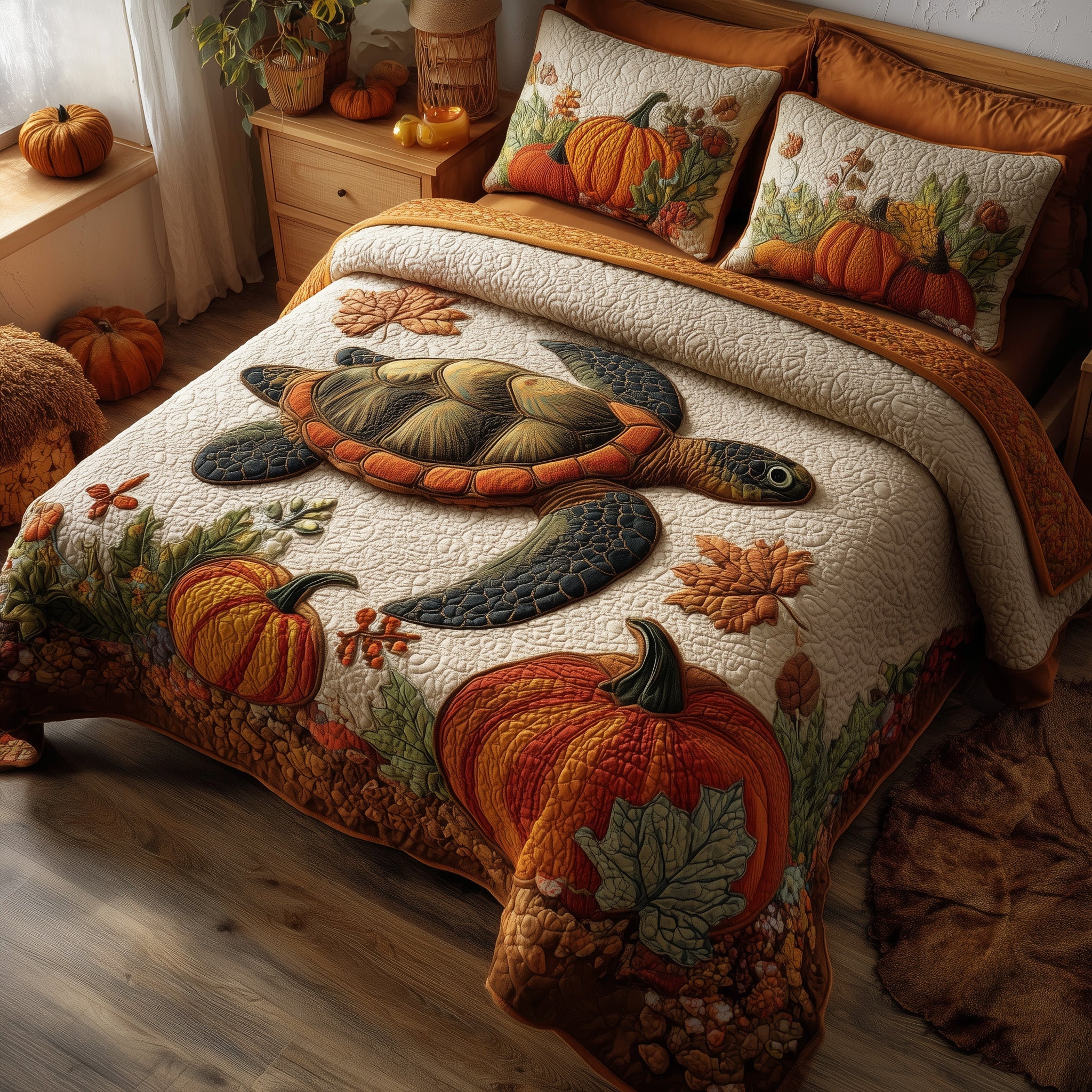 Sea Turtle Quilted Bedding Set Classic Style