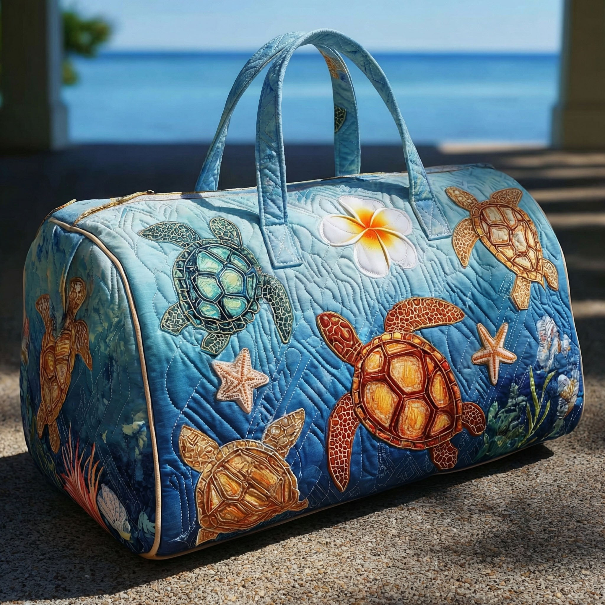 Sea Turtle Quilted Duffle Bag Best Beach Bags Gift For Turtle Lovers Travel Gear