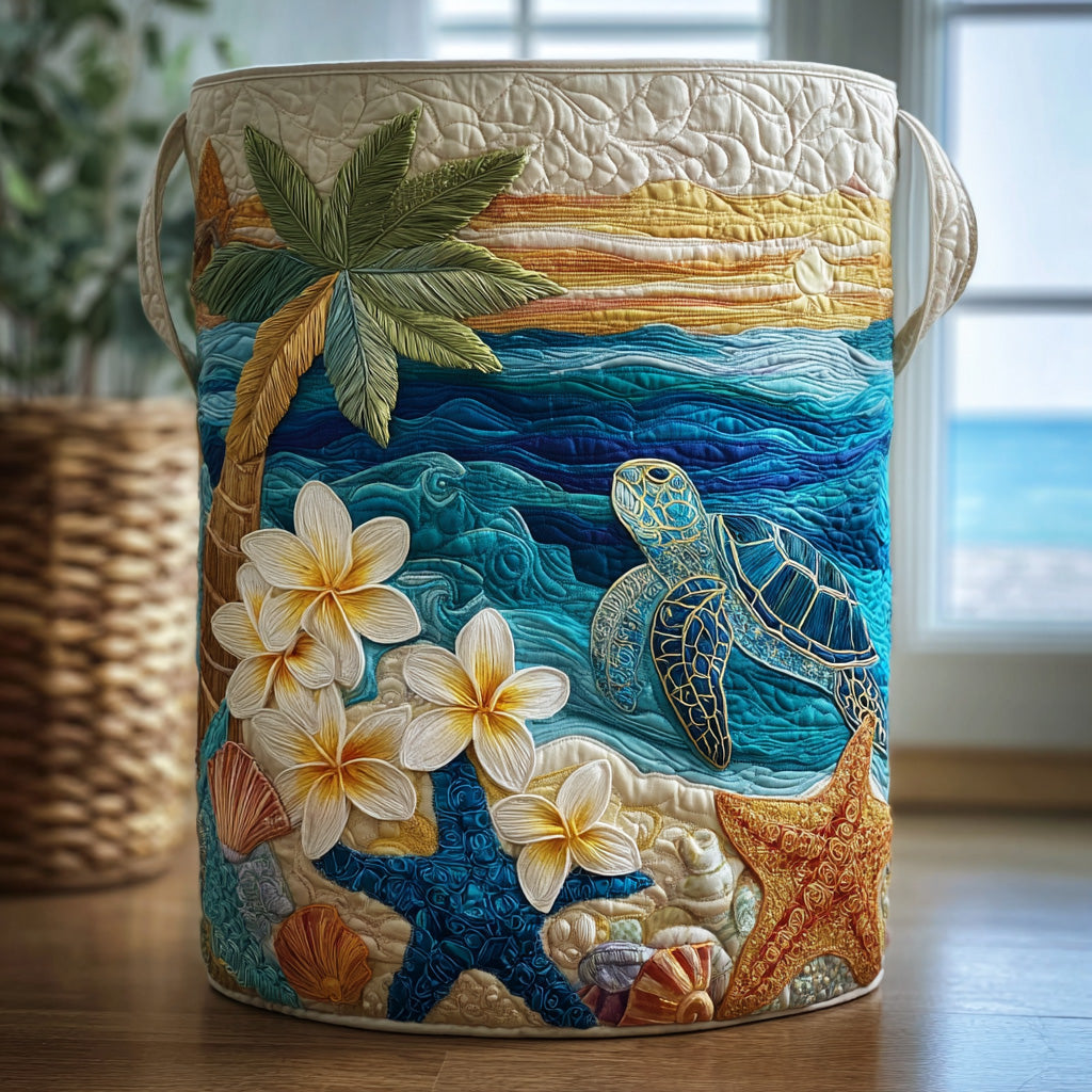 Sea Turtle Quilted Laundry Basket Halloween Merch Gift(1)