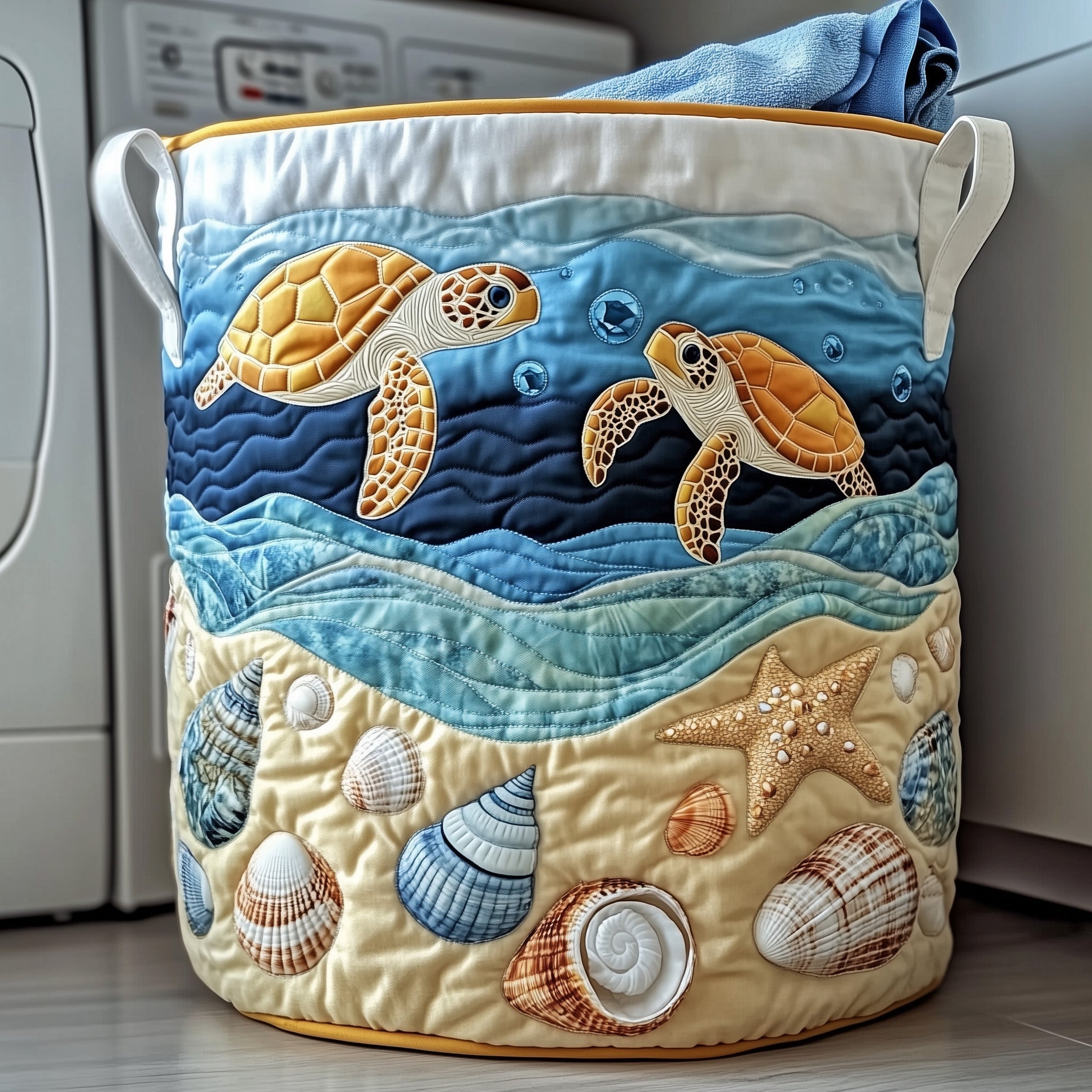 Sea Turtle Quilted Laundry Basket Holiday Merch Gift
