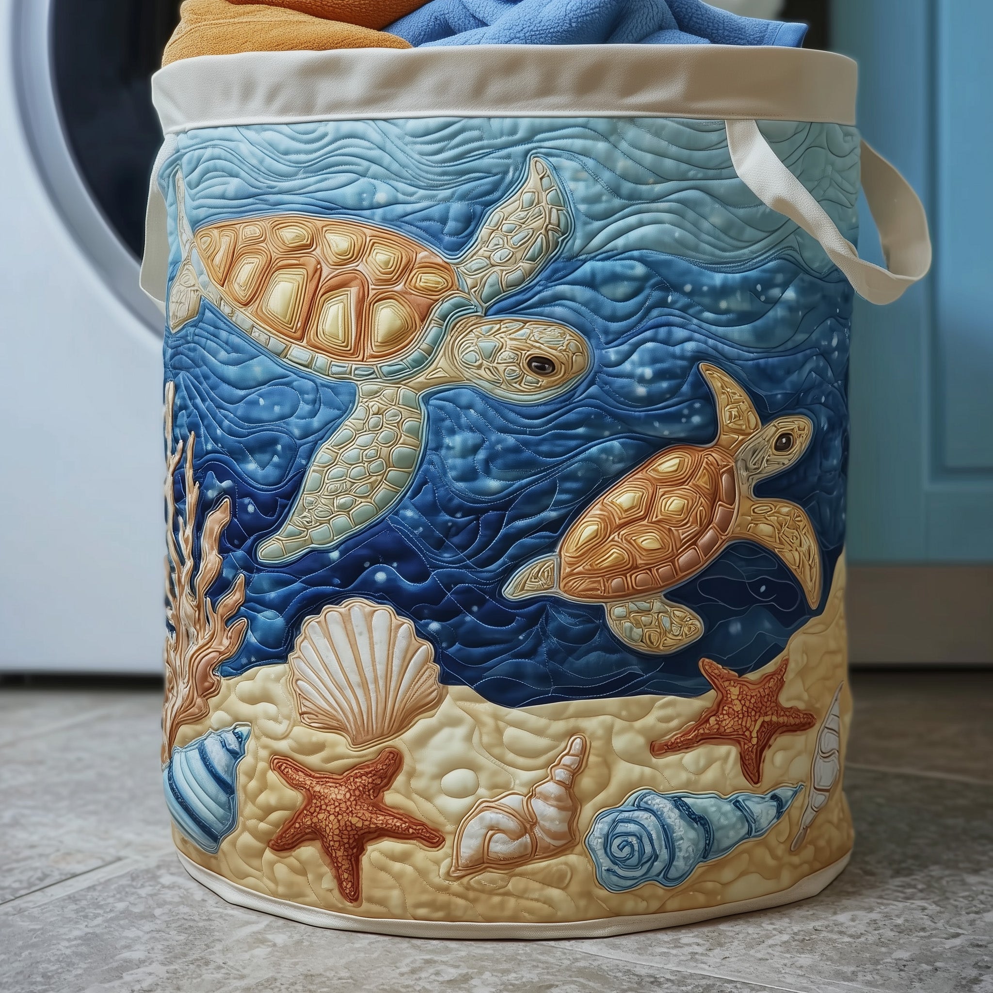Sea Turtle Quilted Laundry Basket Merch For Kids