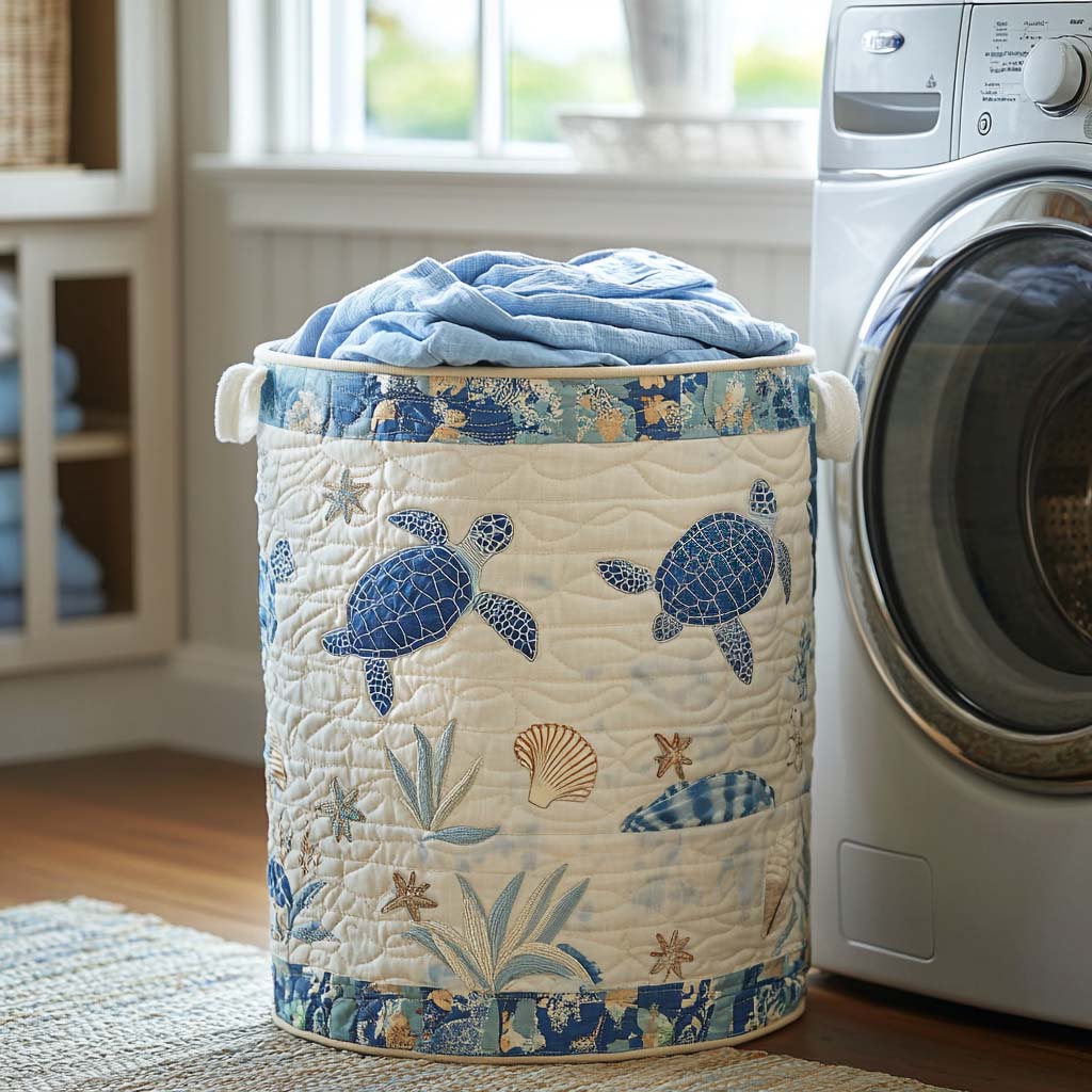 Sea Turtle Quilted Laundry Basket Winter Merch Essentials
