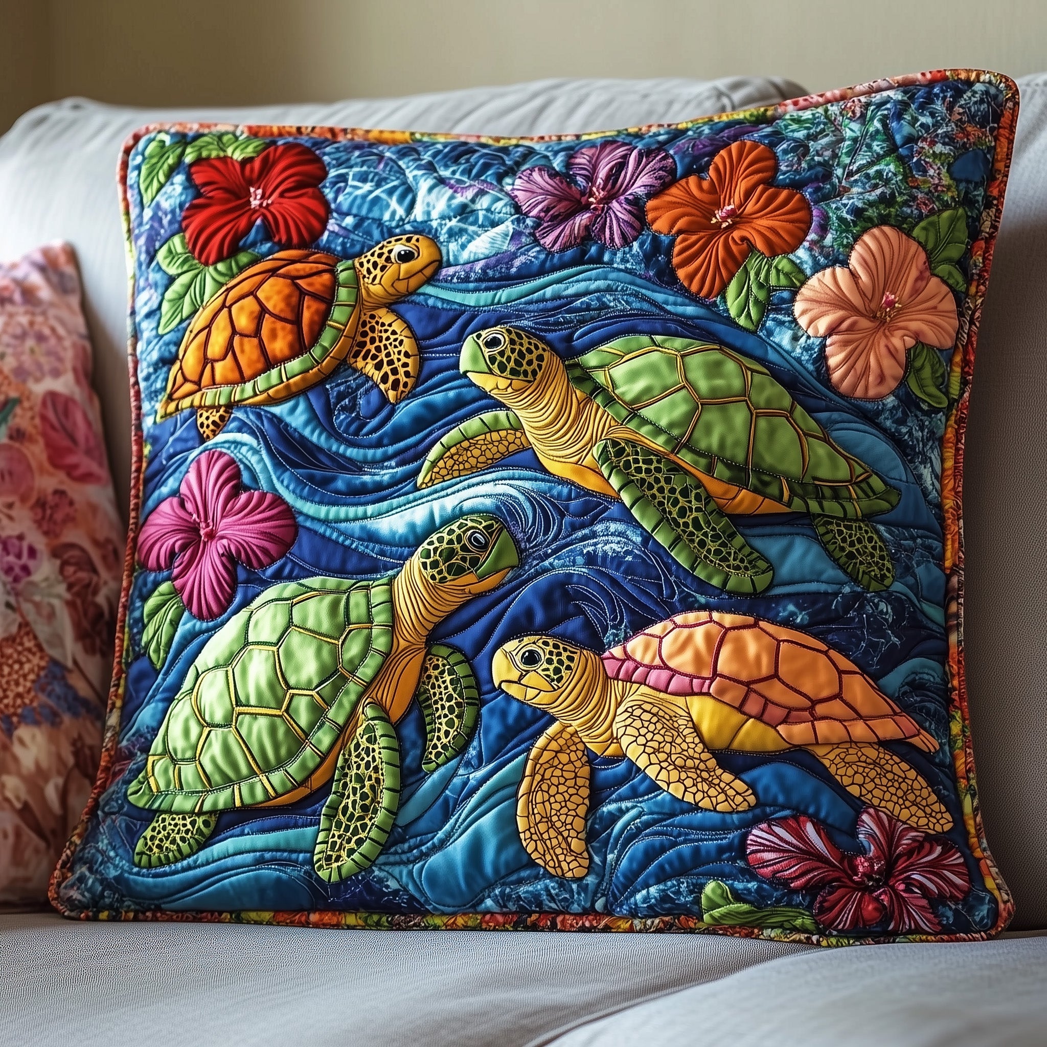 Sea Turtle Serenity Quilted Pillow Case Gift For Him(2)