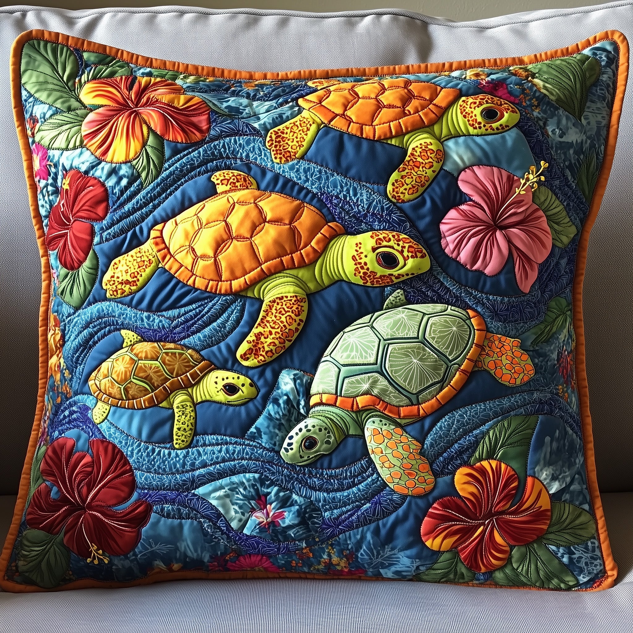 Sea Turtle Serenity Quilted Pillow Case Gift For Him
