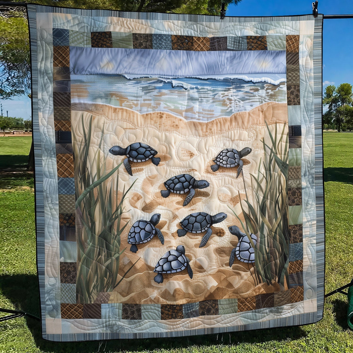 Sea Turtle Sojourn Quilted Blanket Sea Turtle Gift Ideas