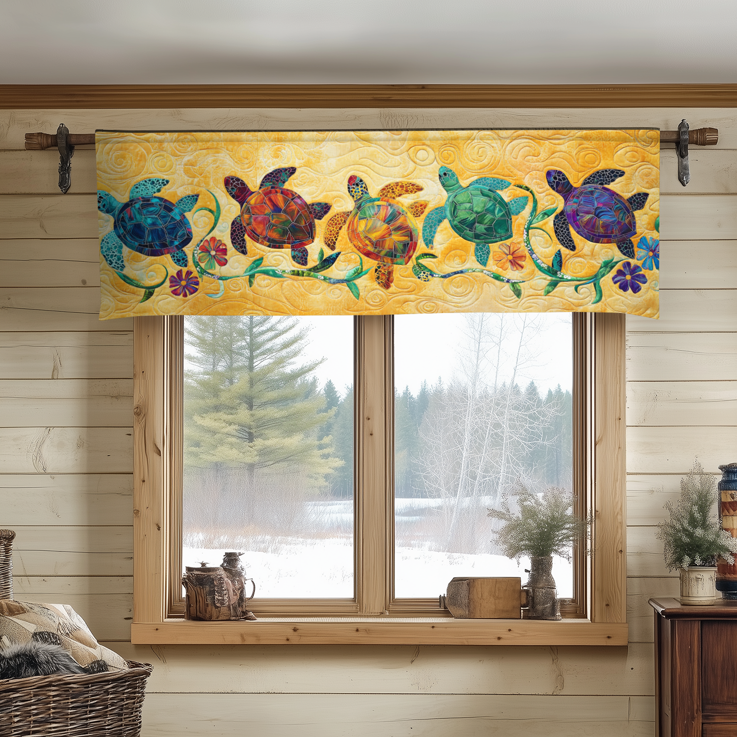 Sea Turtle Symphony Quilted Valance Entrance Way Ideas Turtle Gifts For Brothers