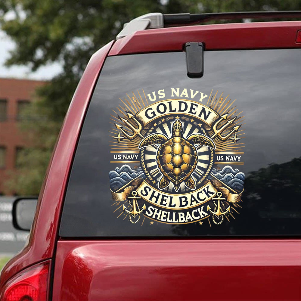 Sea Turtle US Navy Golden Shellback Car Sticker Gift Ideas For Navy Veterans