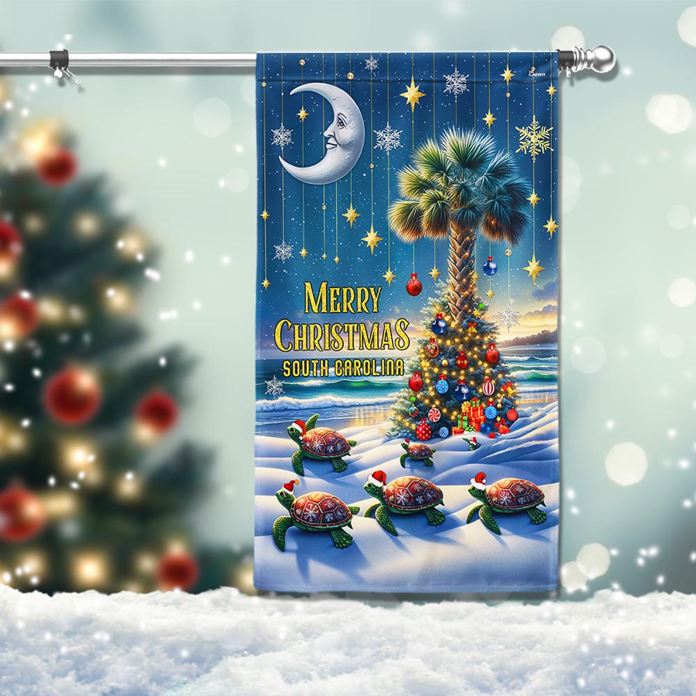 Sea Turtles Merry Christmas Palmetto Tree South Carolina Flag