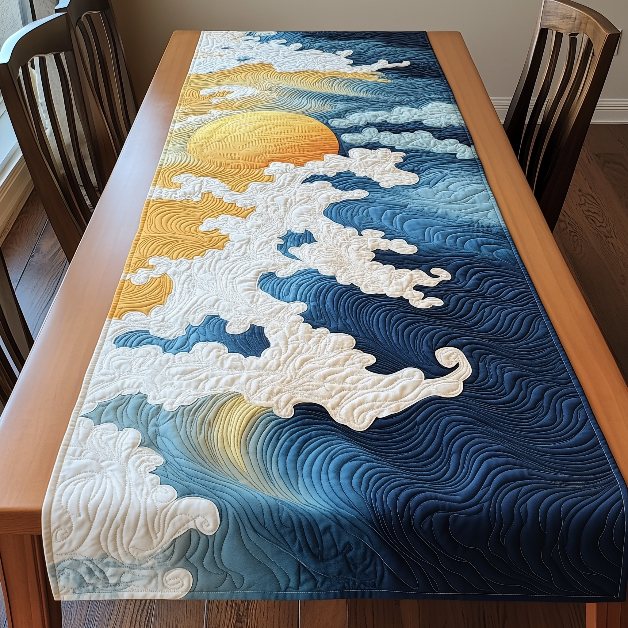 Sea Wave Quilted Table Runner Home Decorations Best Christmas Gifts For Family 2025