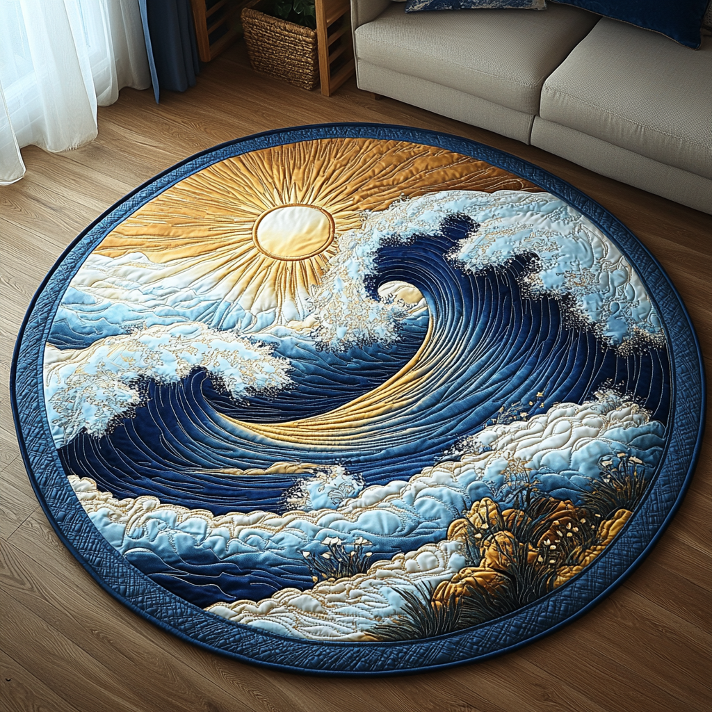 Sea Whisper Quilted Round Mat Foyer Christmas Decor Presents For Sea Lovers