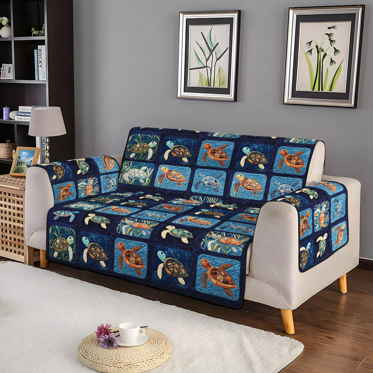 Sea Whisper Quilted Sofa Cover Large Sofa Cover Christmas Gifts For Parent In Laws