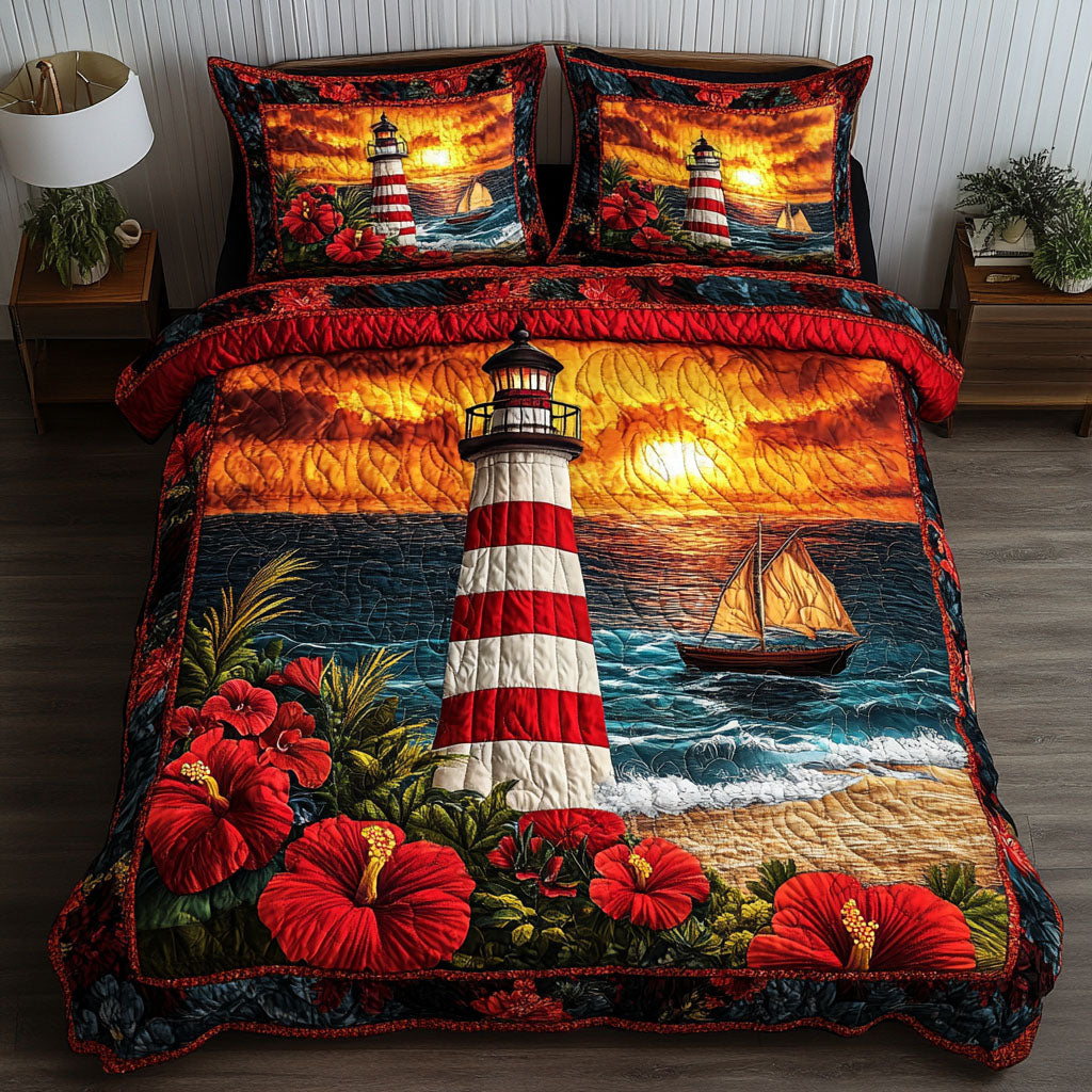Sea Whispers Quilted Bedding Set Best Christmas Duvet Sets Lighthouse Gifts For Him
