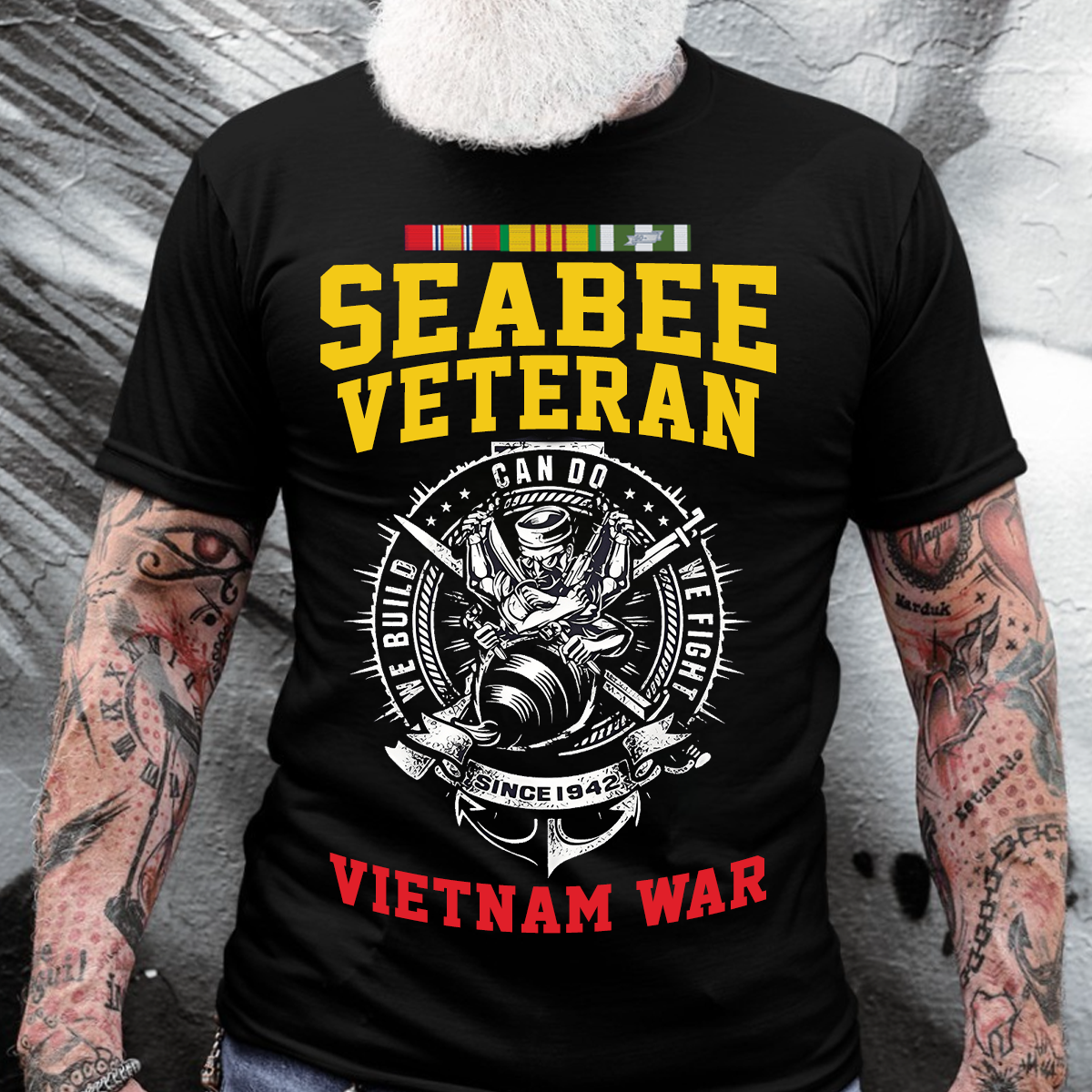 Seabee Veteran Vietnam War T-Shirt  US Navy Can Do We Build We Fight Gift for Navy Vets
