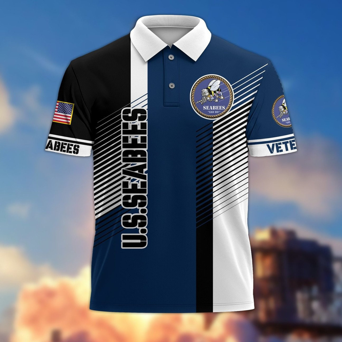 Seabees US Veterans Polo Shirt Great Gift on Veteran Day for Father and Husband and Friends