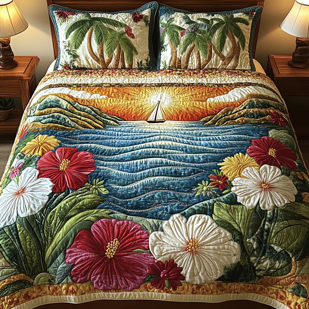 Seabreeze Retreat Quilted Bedding Set Warm and Breathable Bedding Set for All Seasons