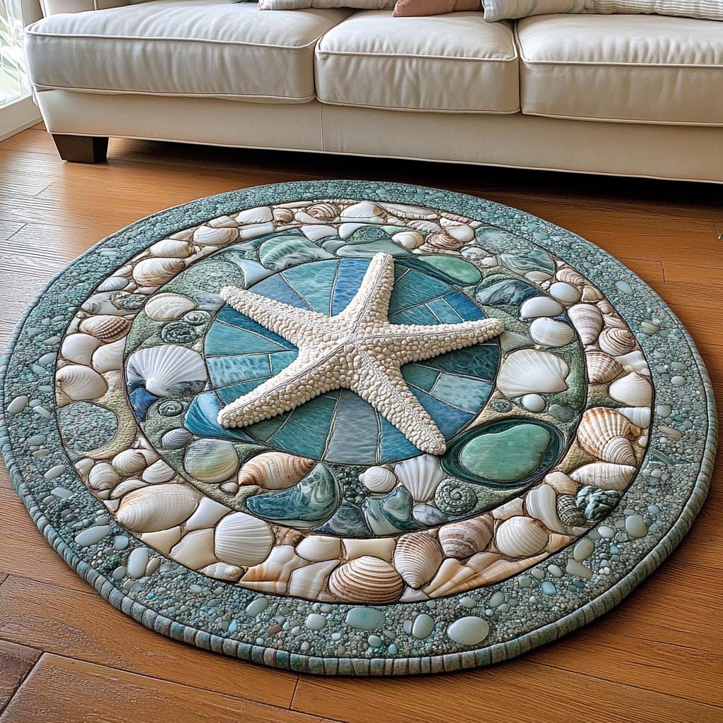 Seabreeze Whirl Quilted Round Mat Christmas Decor For Entryway Beach Lovers Gift Ideas
