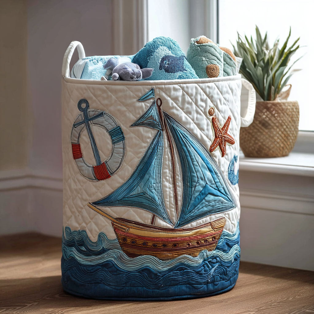 Seafarers Charm Quilted Laundry Basket Must-Have Home Essential