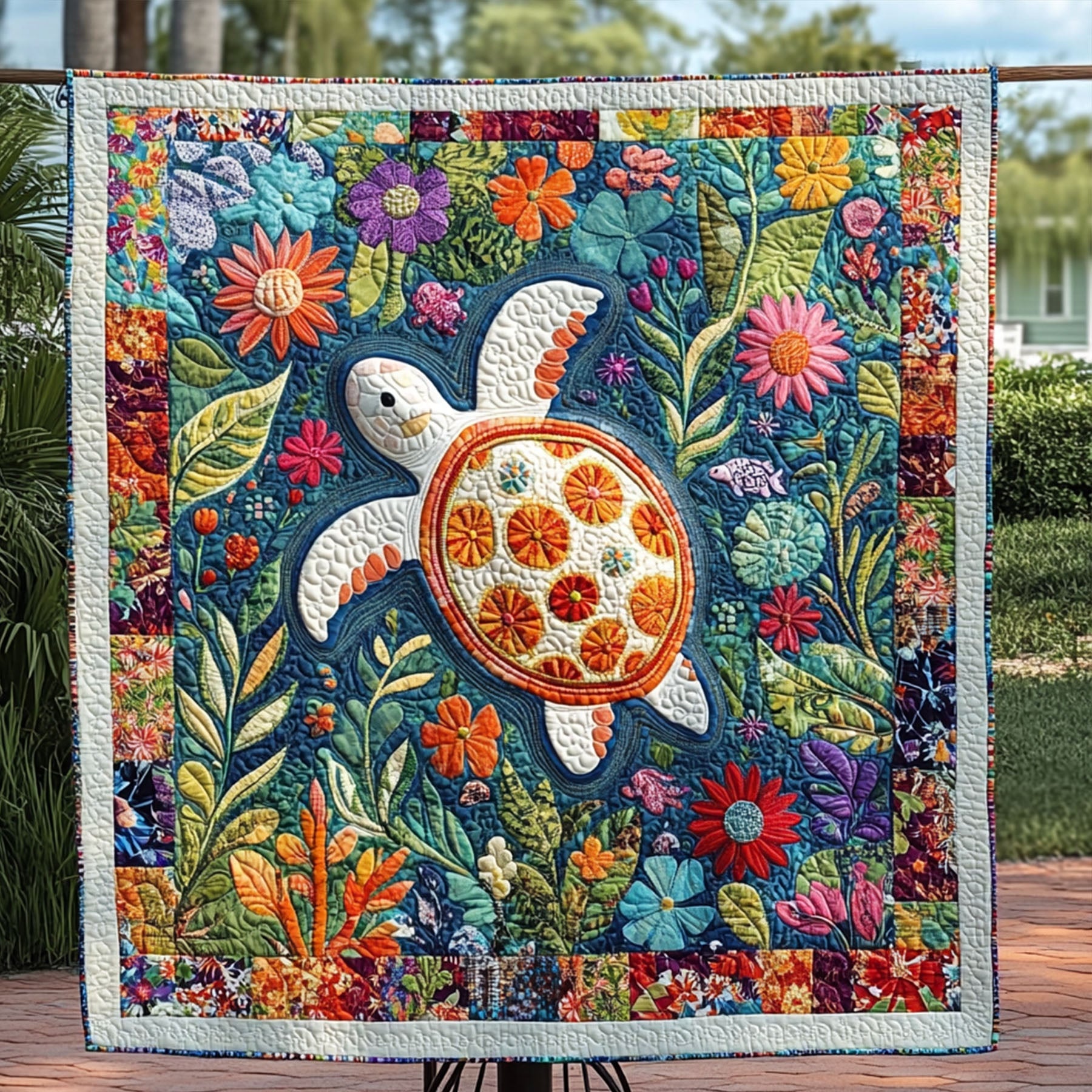 Seafoam Dreams Quilted Blanket Christmas Throw Blanket Best Gifts For Turtle Lovers